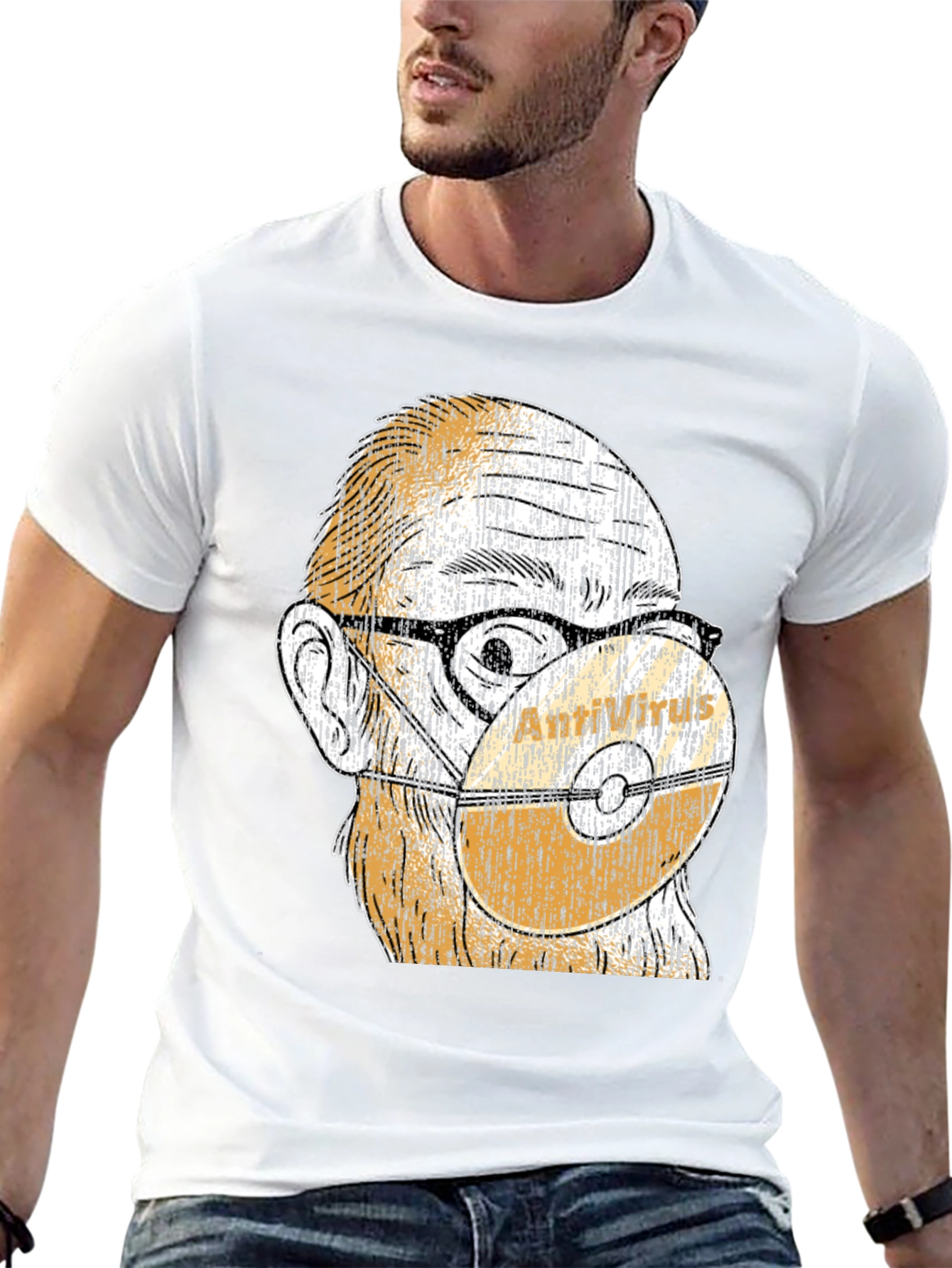 Unique Graphic Tee - CD Mask Design