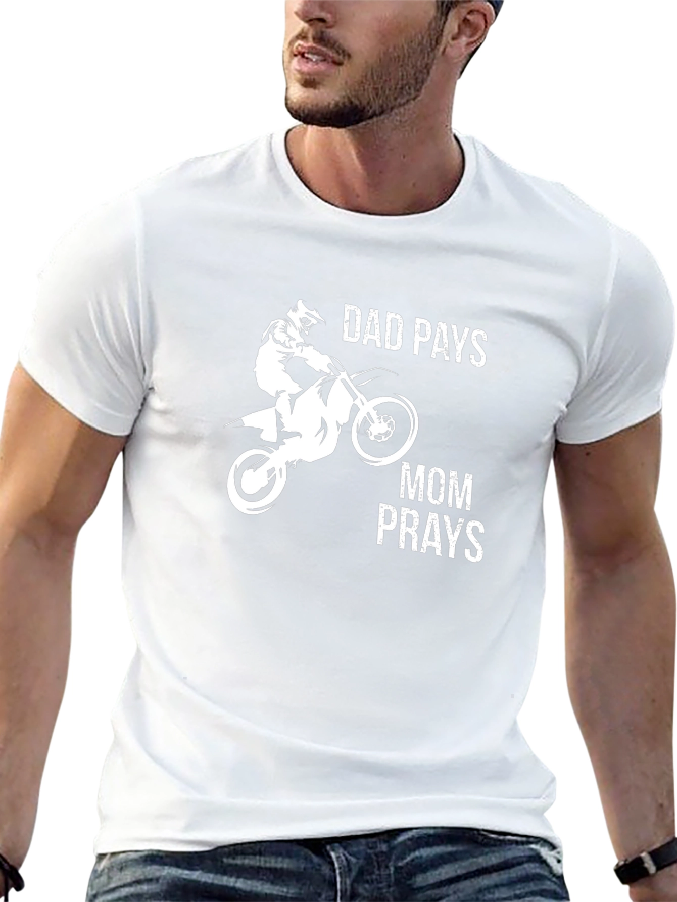 Dad Pays Mom Prays T-Shirt Motocross Black