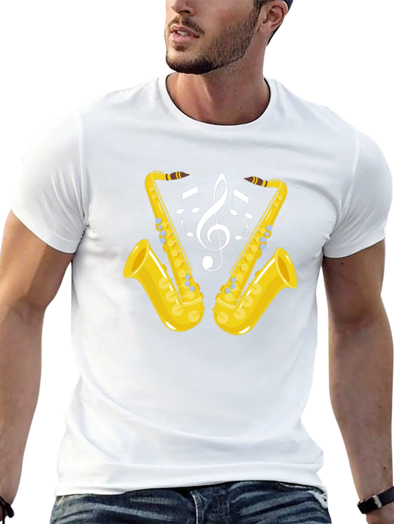 Saxophone Music Notes Graphic T-Shirt