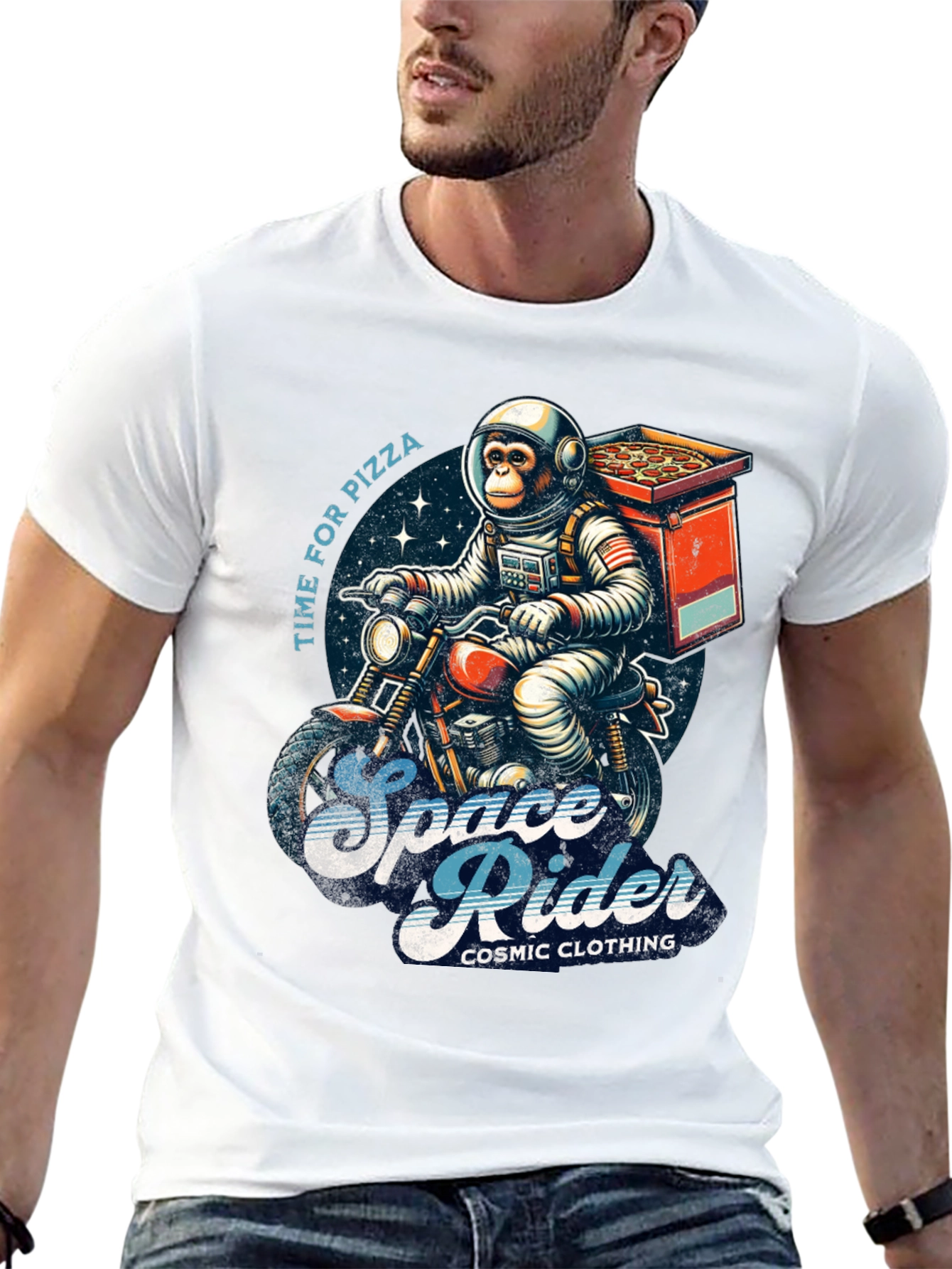 Space Rider Pizza T-Shirt