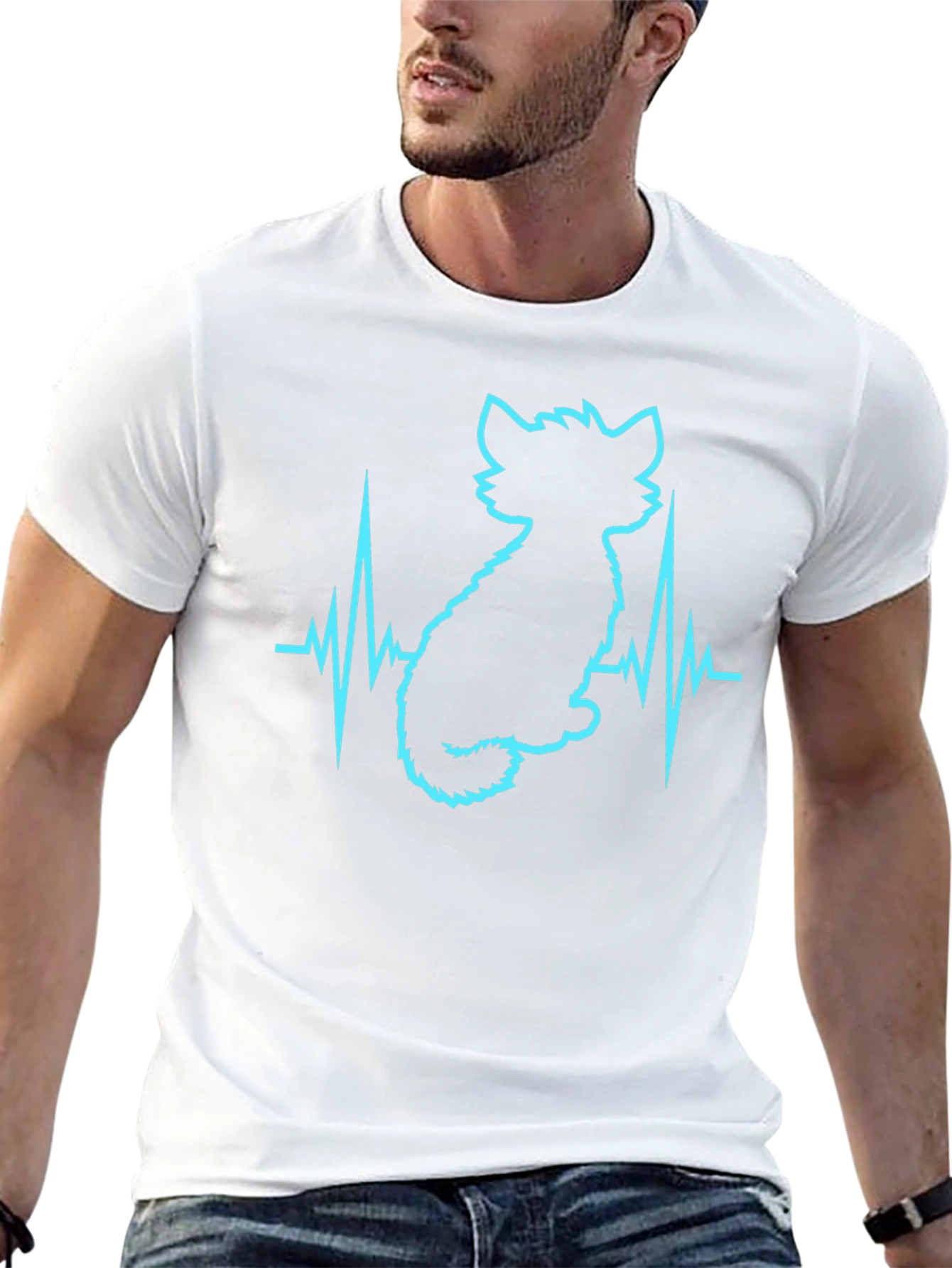 Cat Lover Heartbeat T-Shirt - Soft Cotton Blend
