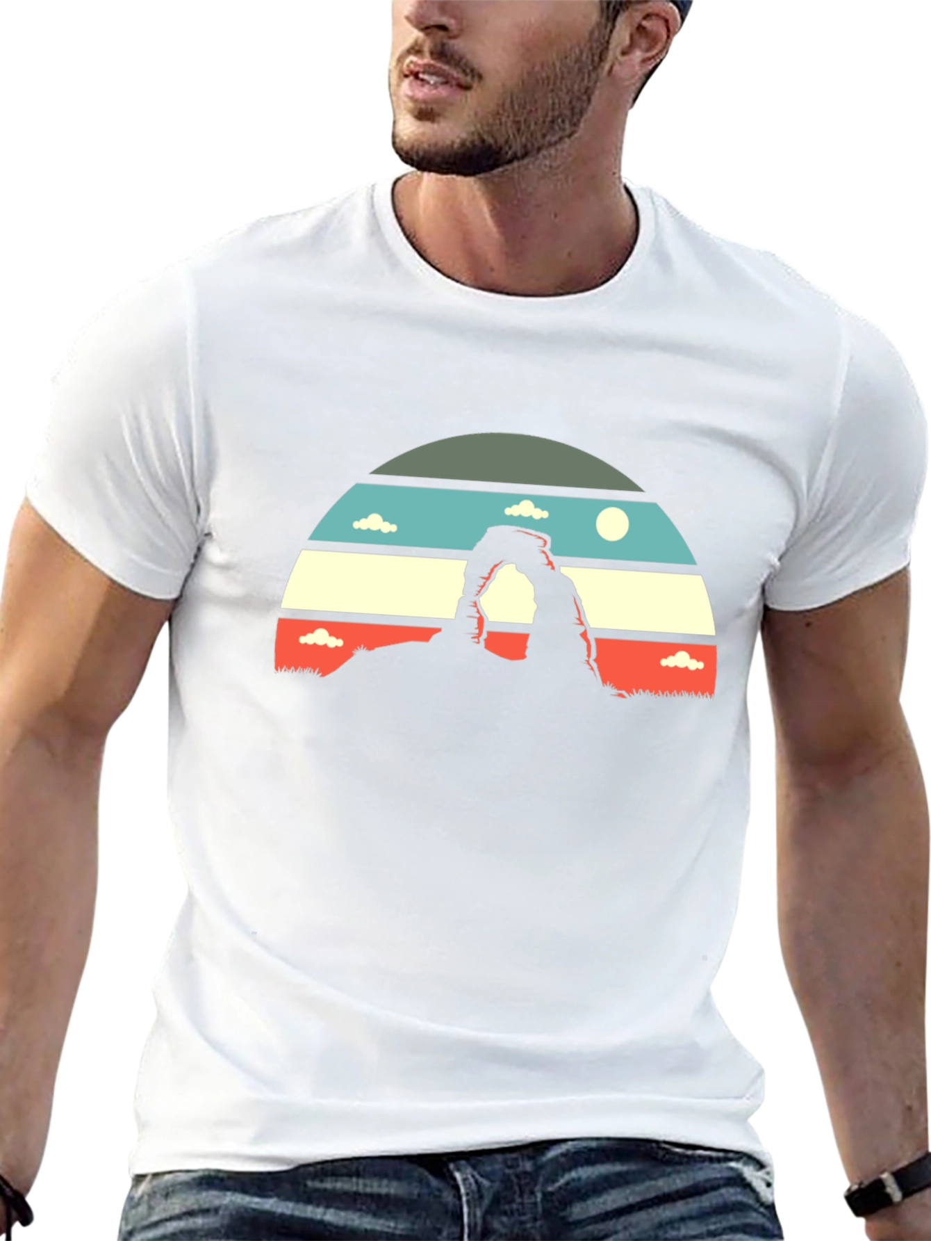 Retro Landscape Graphic Tee - Black