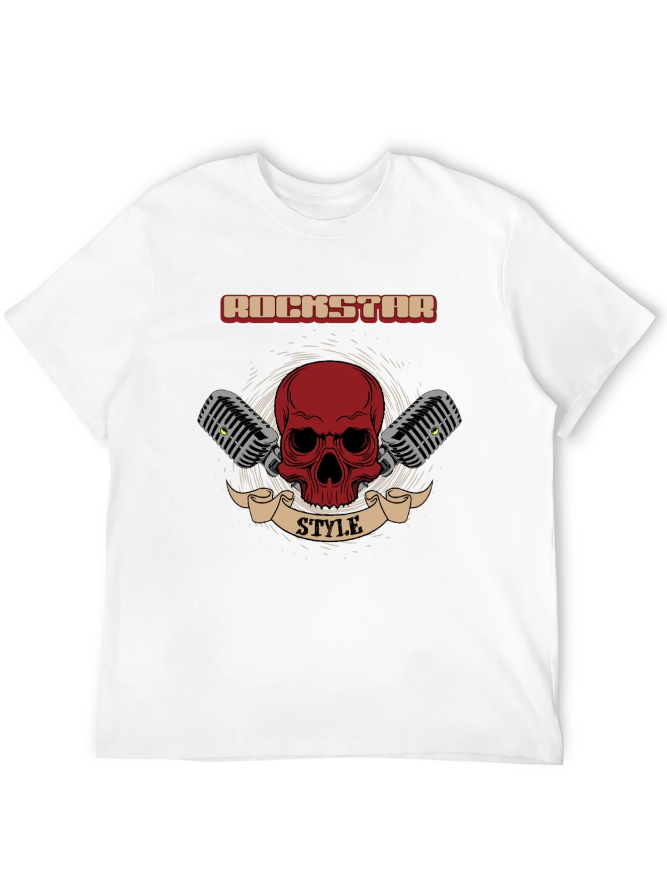 Rockstar Style Graphic Tee - Skull & Microphones