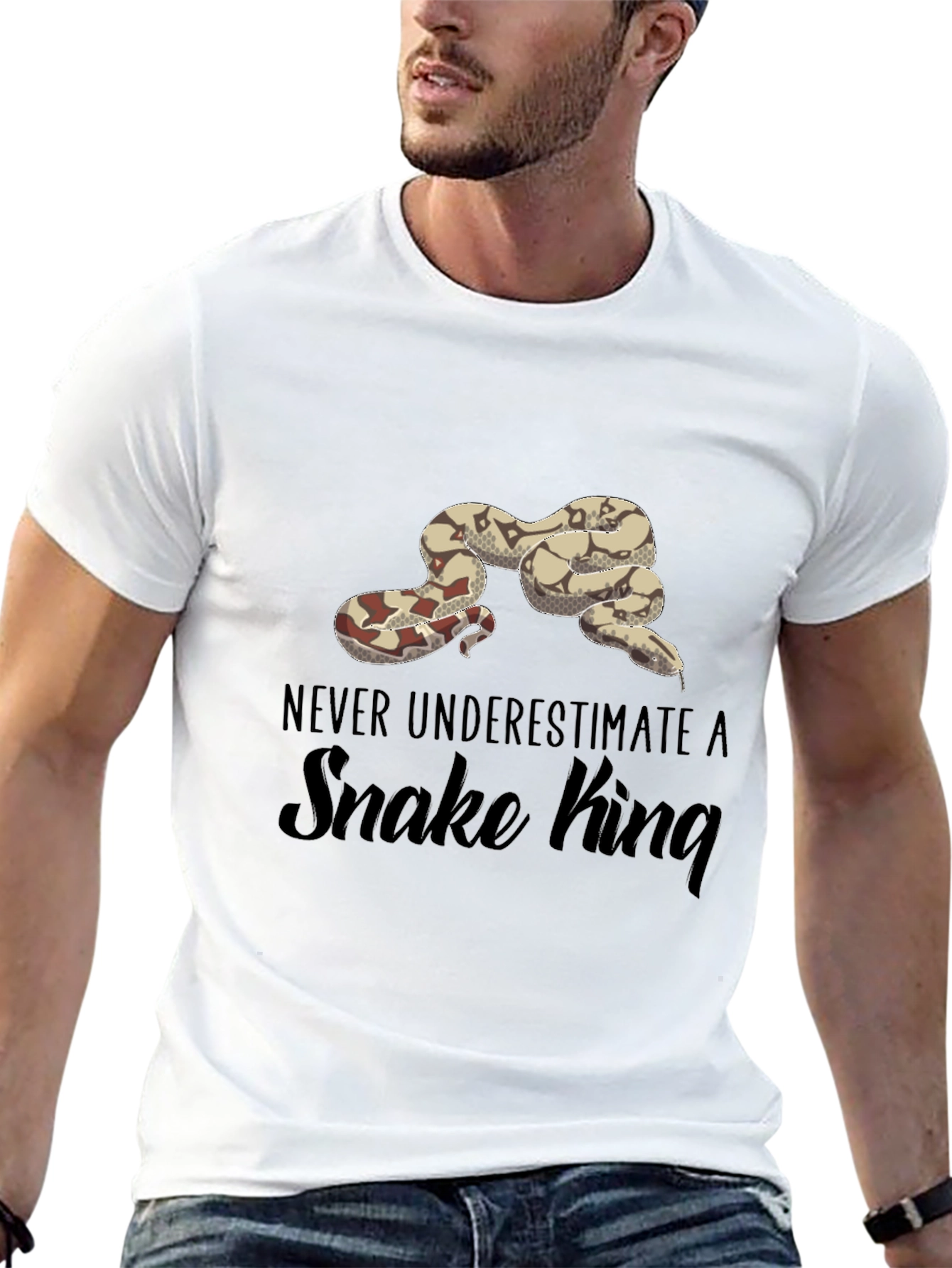 Never Underestimate A Snake King Black T-Shirt