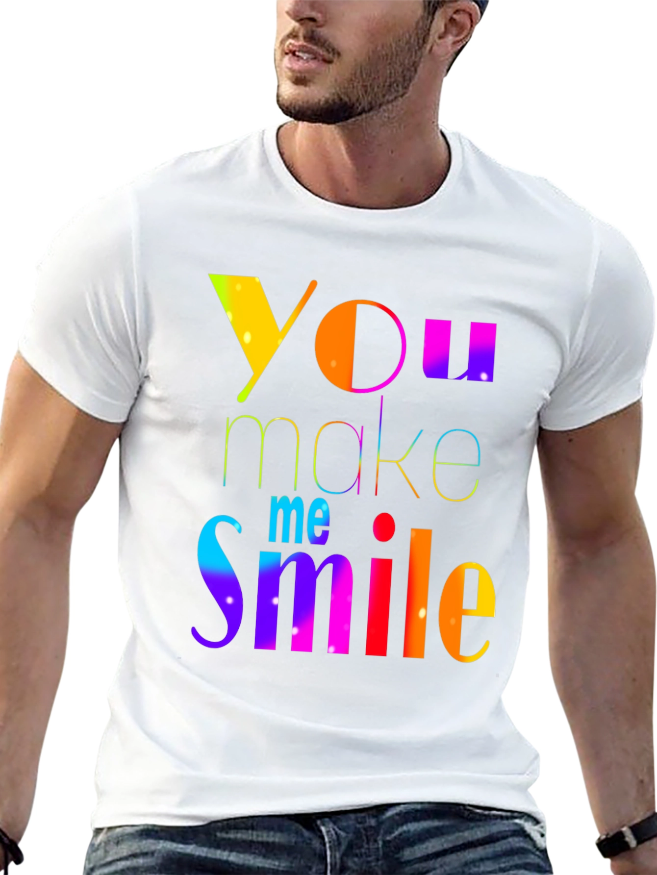 Rainbow You Make Me Smile Black T-Shirt