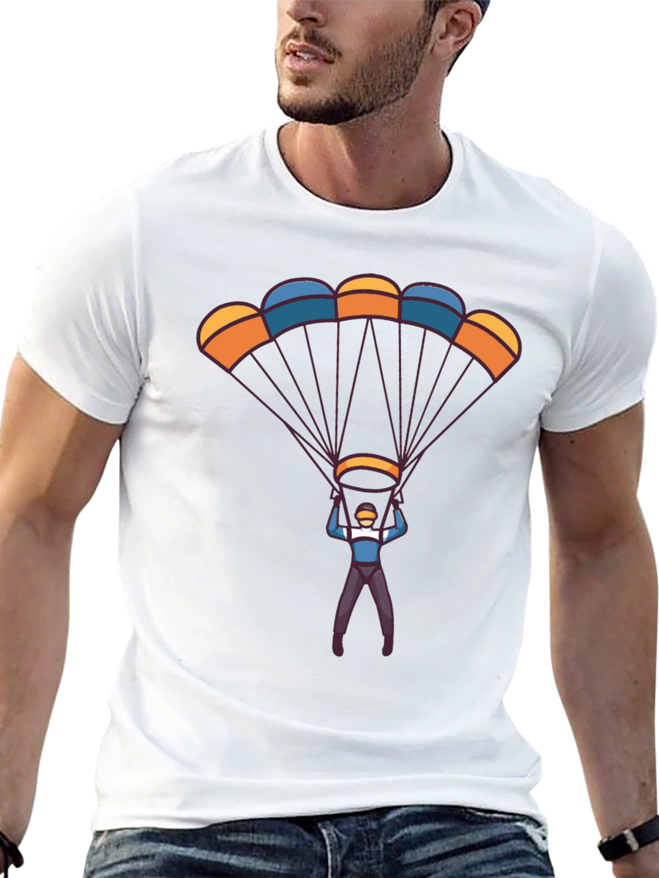 Parachute Design Black T-Shirt
