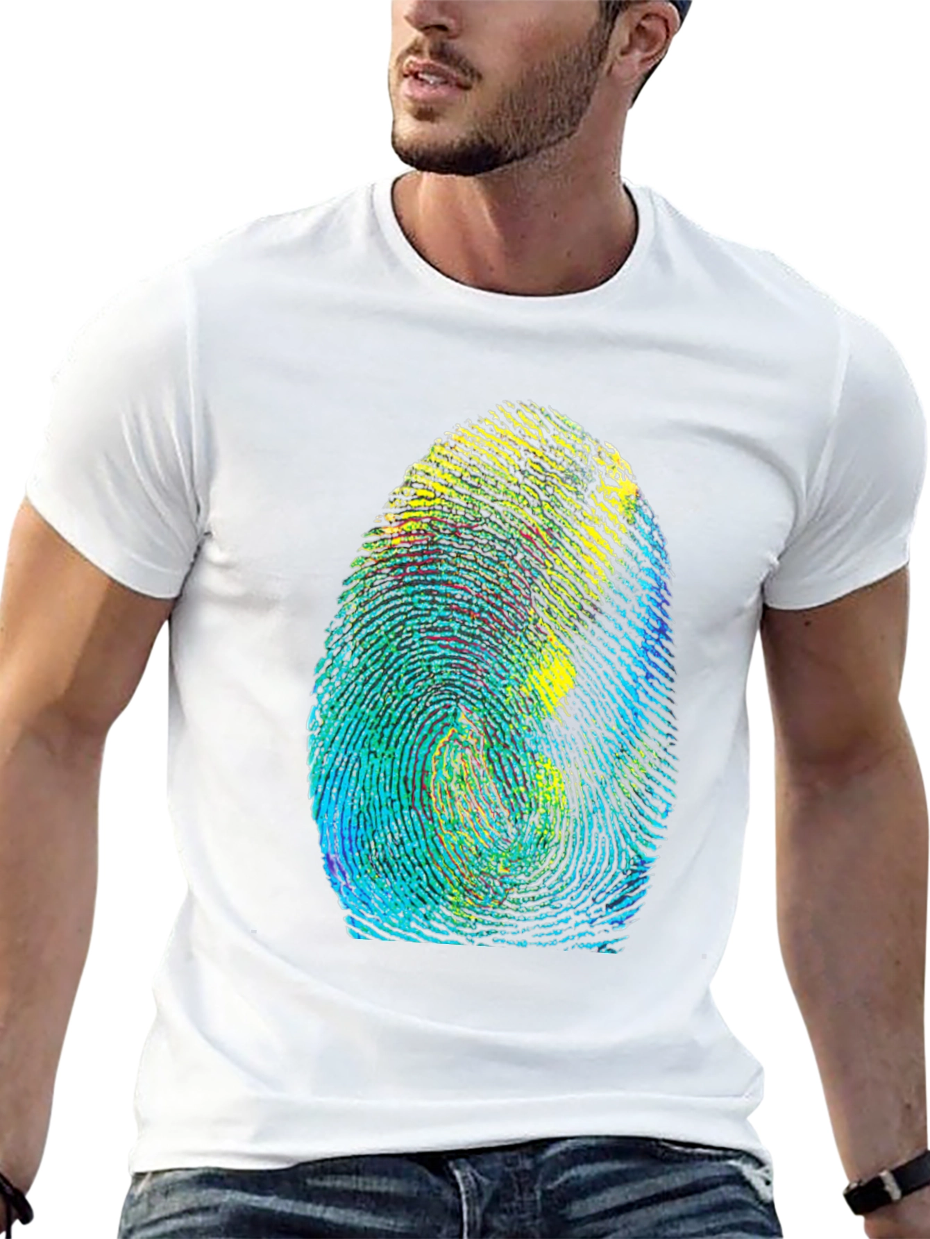 Unique Fingerprint Graphic Tee - Black