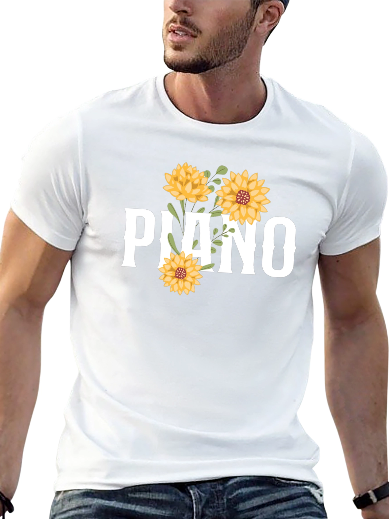 Piano Floral Graphic Tee - Black