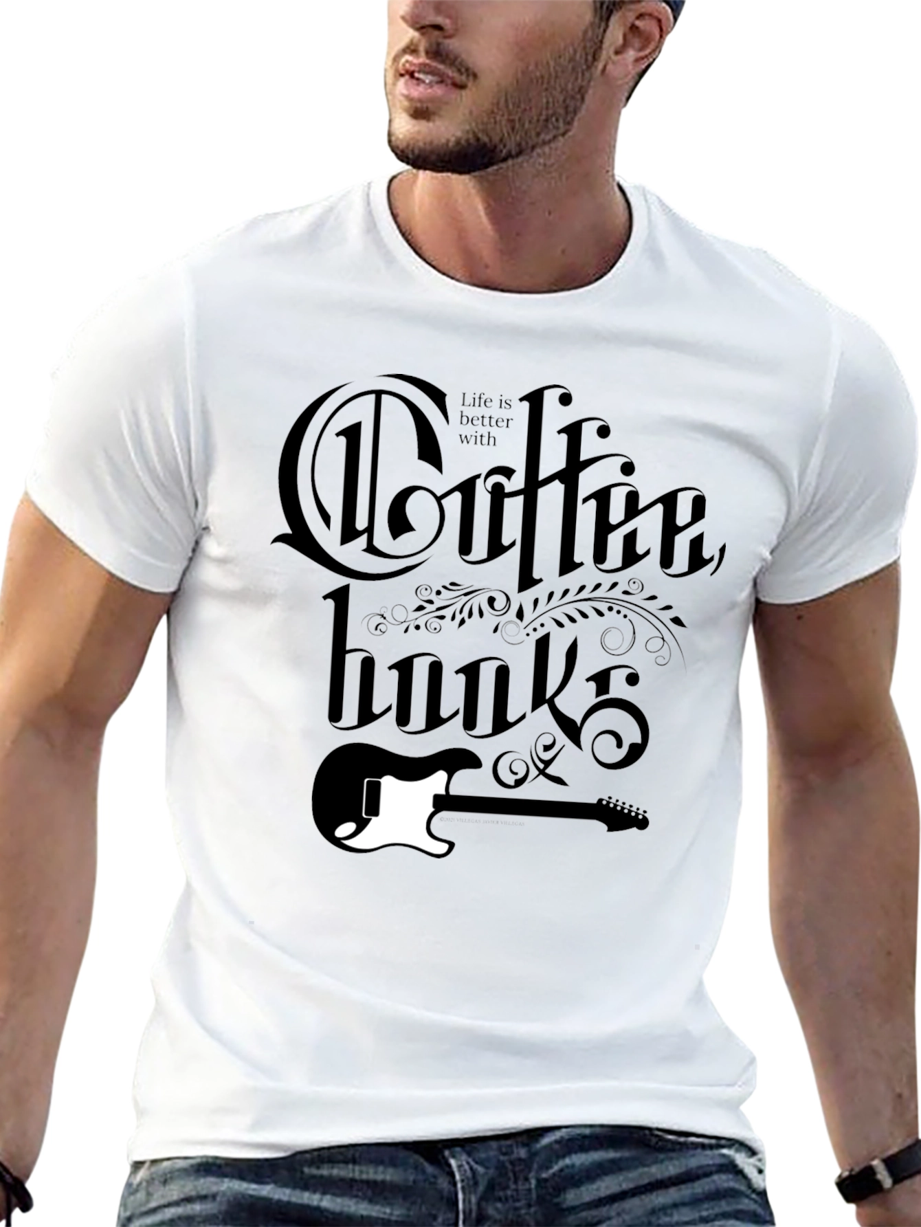 Coffee Hooks T-Shirt - Guitar Lovers Tee