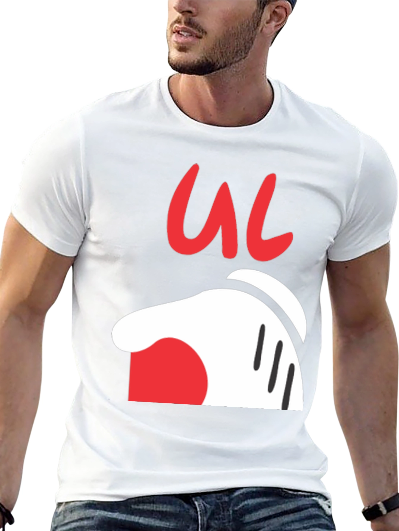 Cartoon Hand Graphic Tee - Casual Black T-Shirt