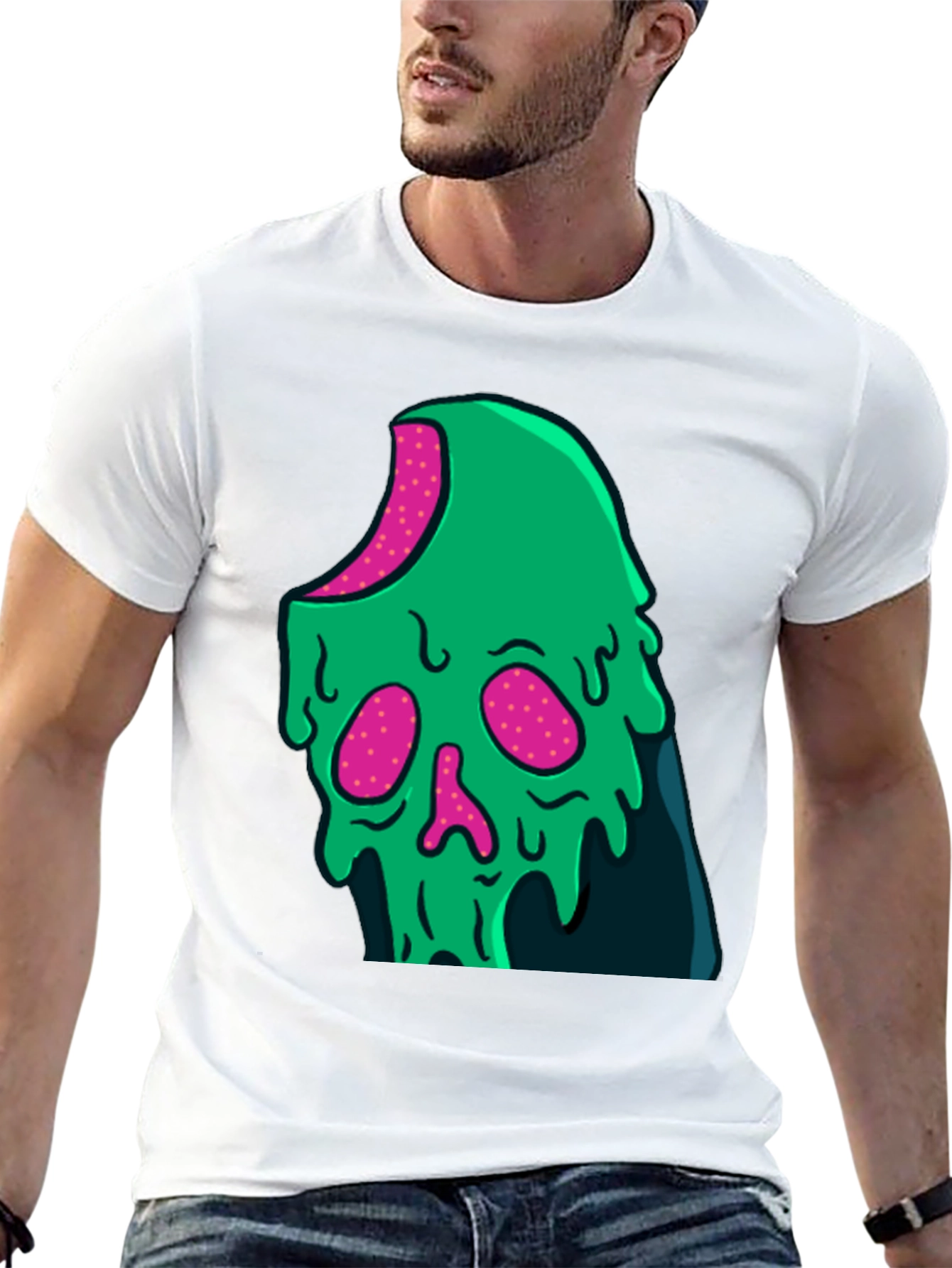 Green Slime Skull Graphic Tee - Cool Casual Style