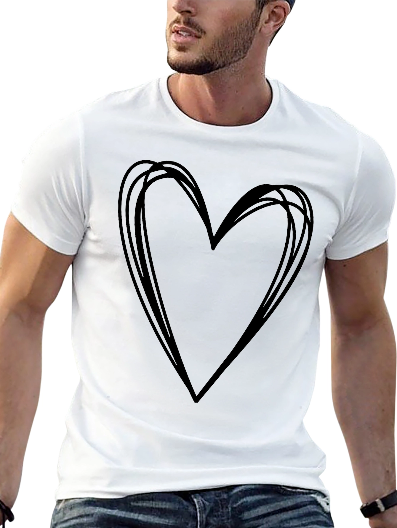 Heart Scribble Graphic Tee - Stylish Casual Top