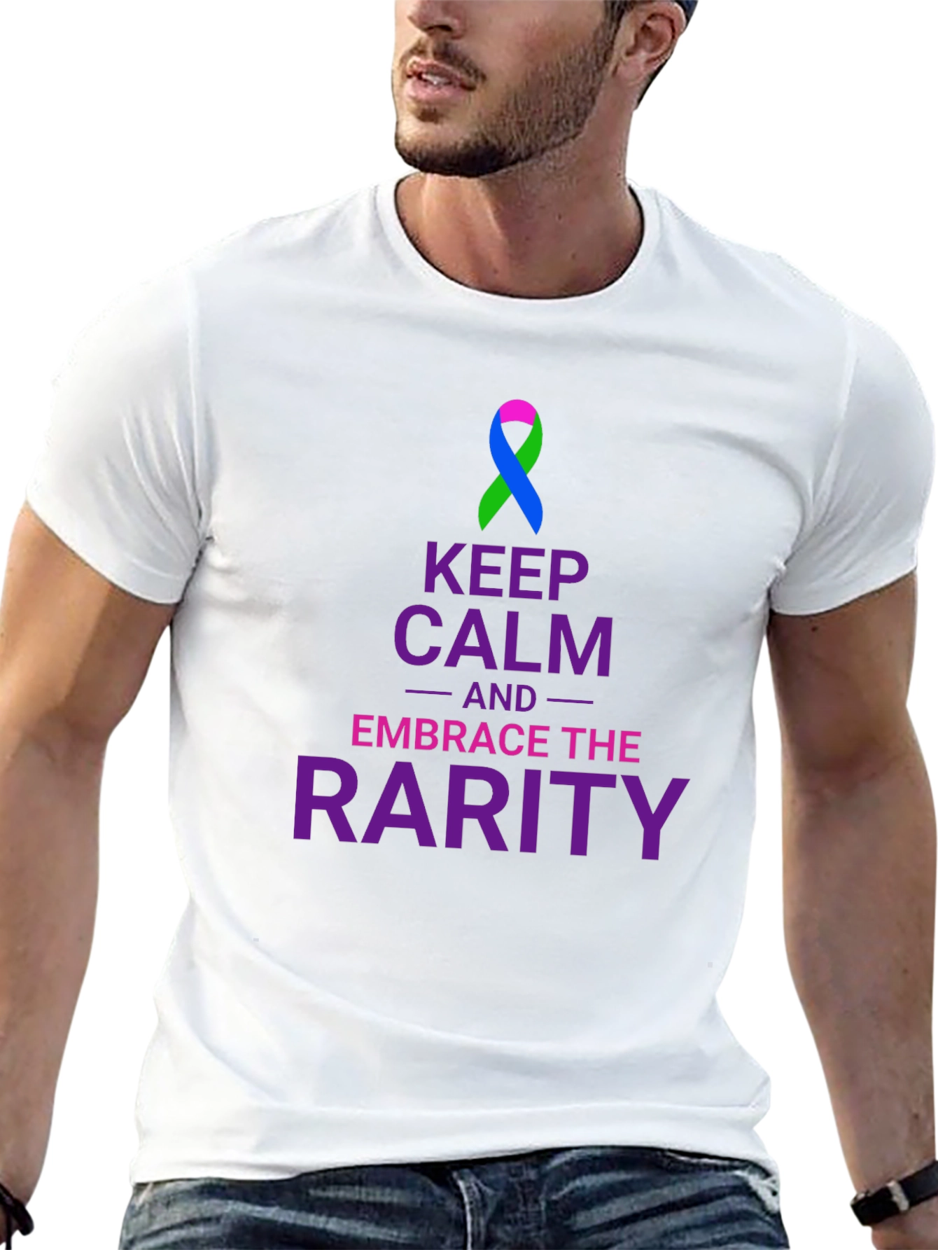 Keep Calm Embrace Rarity T-Shirt Awareness Ribbon