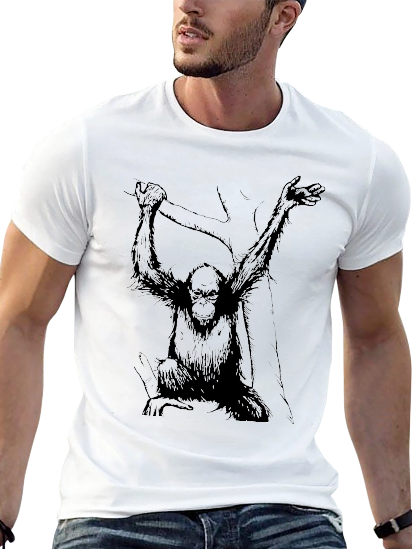 Monkey Graphic Black Tee - Urban Style