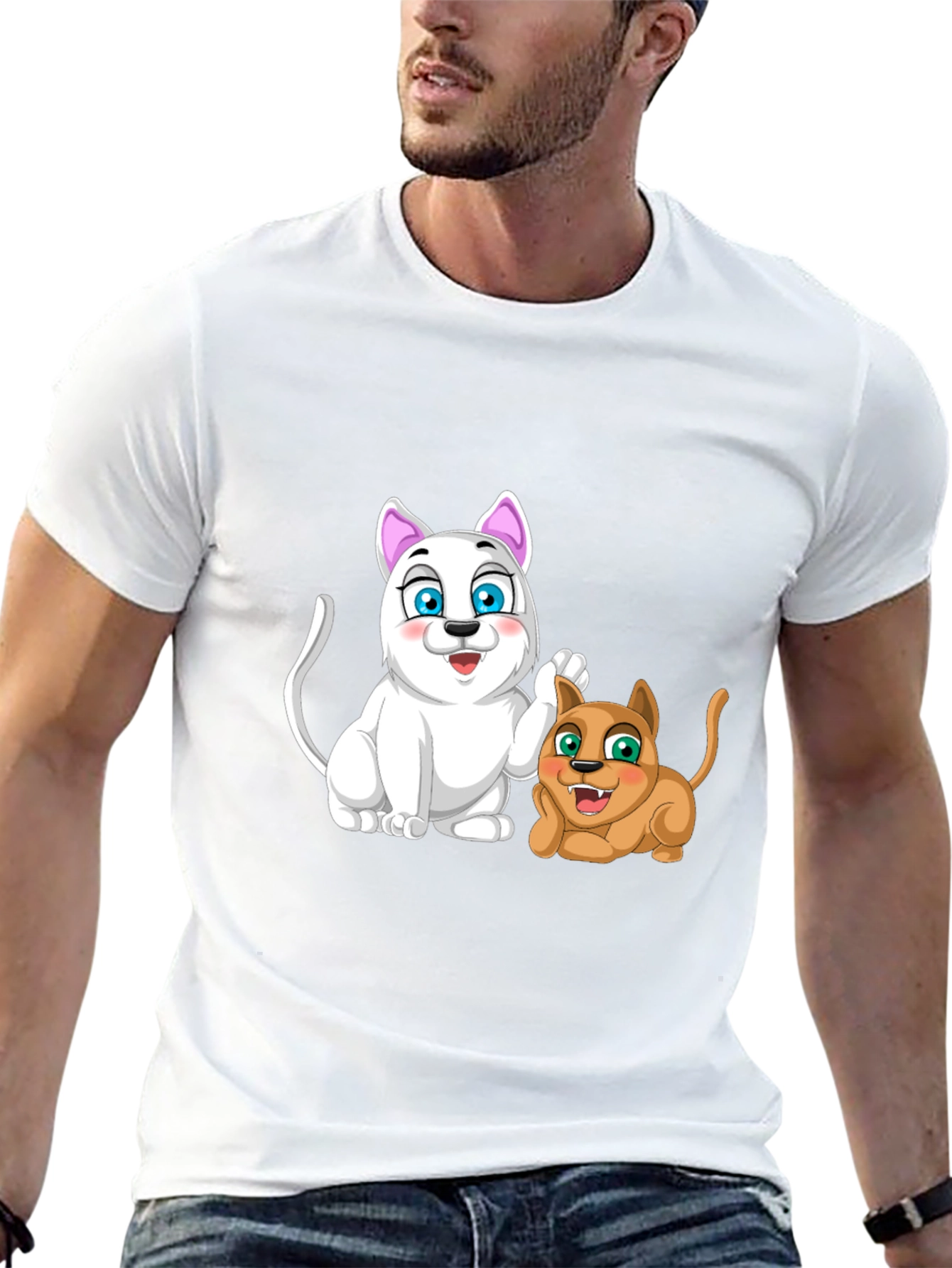 Cartoon Cats Black T-Shirt