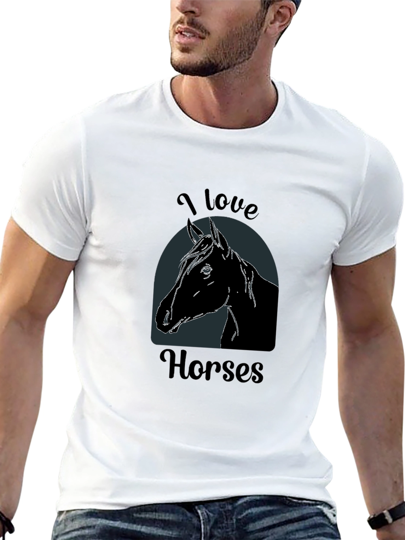 I Love Horses Black T-Shirt - Equestrian Tee