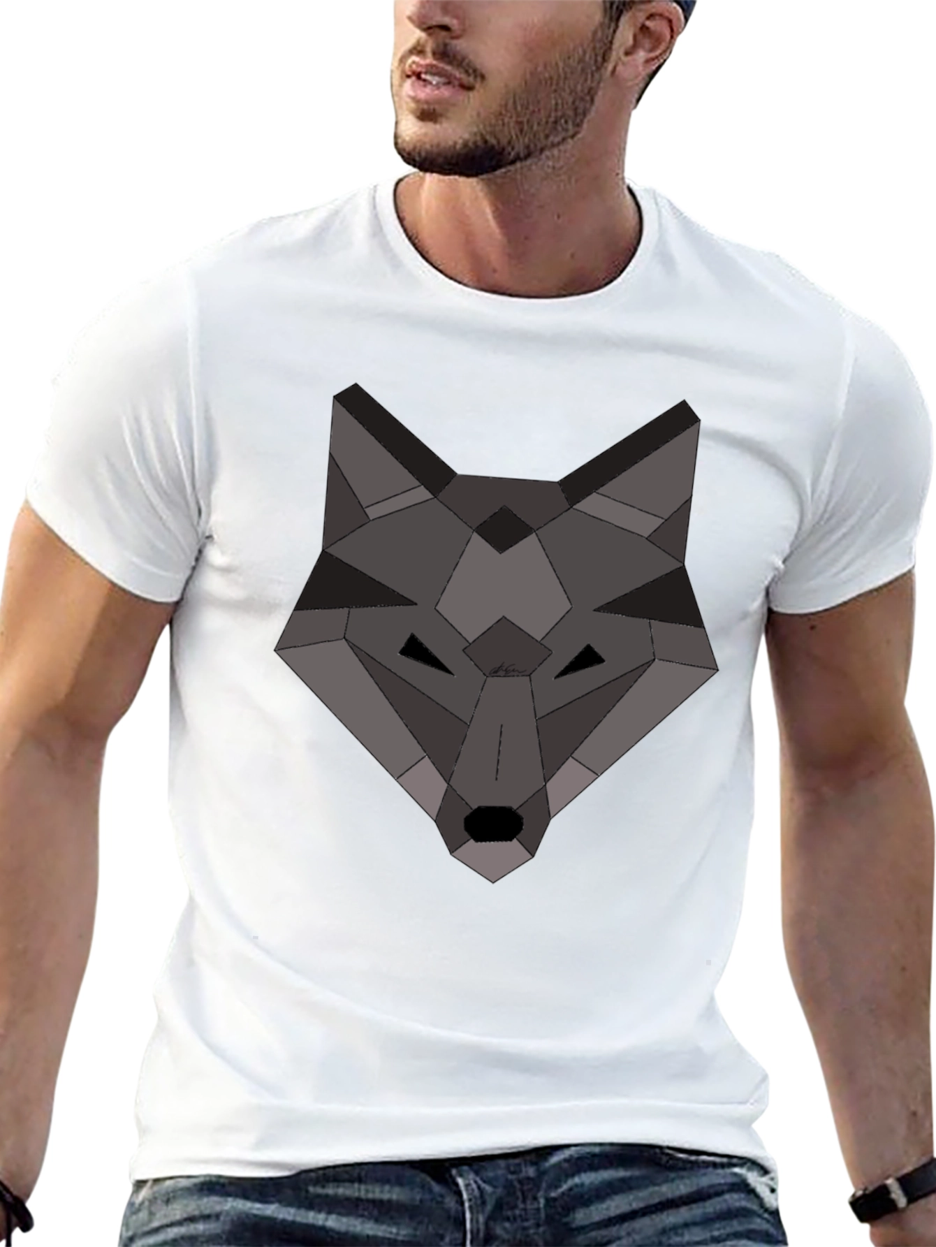Geometric Wolf Graphic T-Shirt - Modern Design