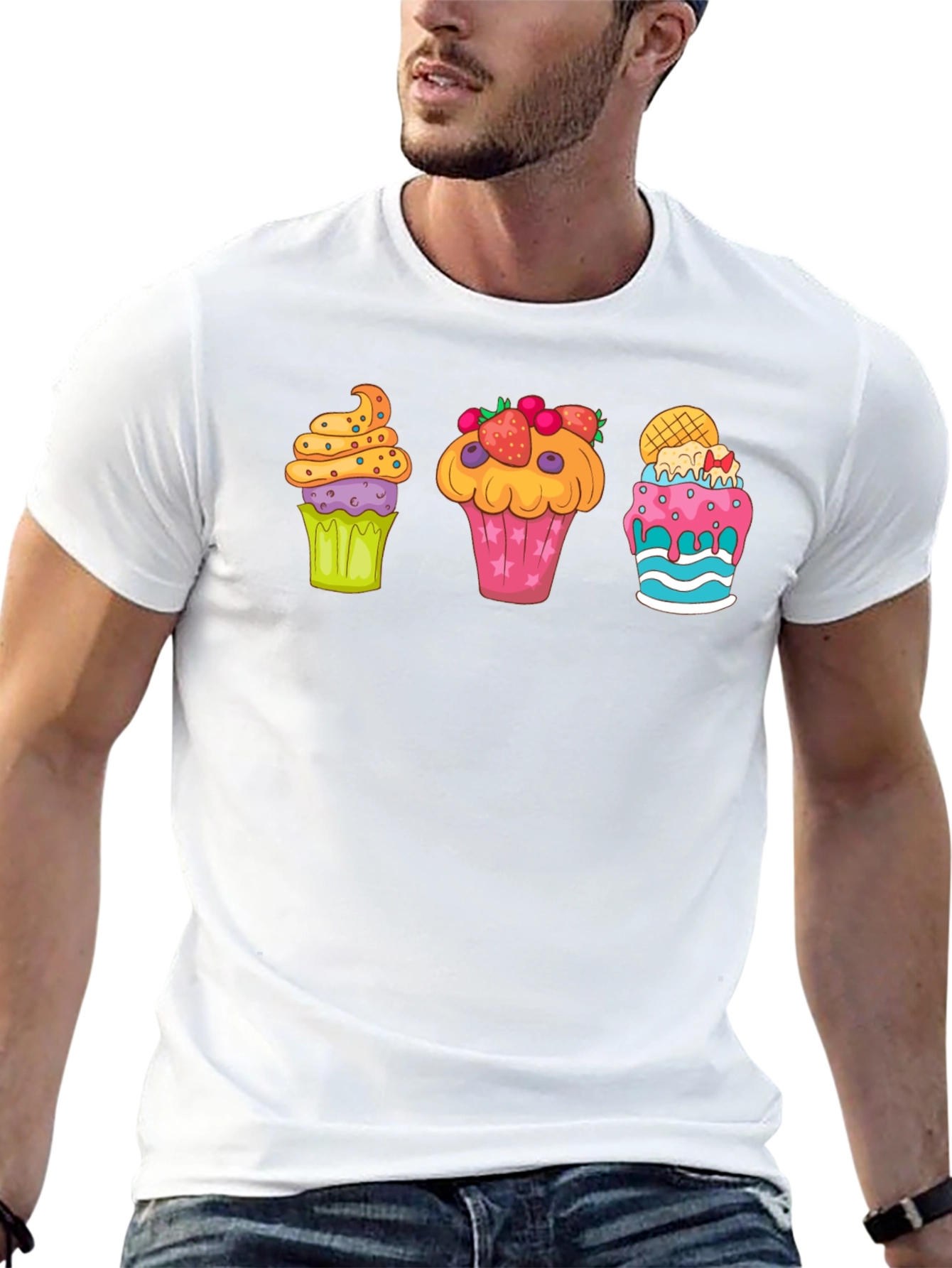 Cupcake Graphic Print Crewneck T-Shirt