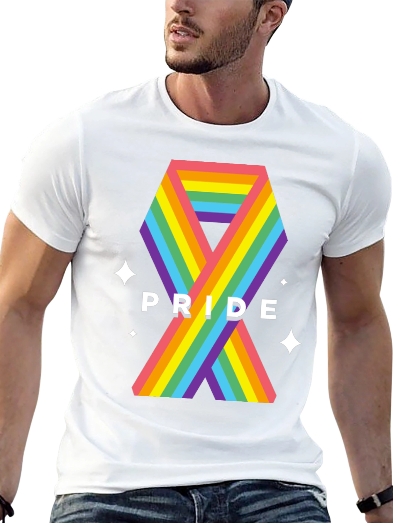 Pride Ribbon Graphic Tee - Black