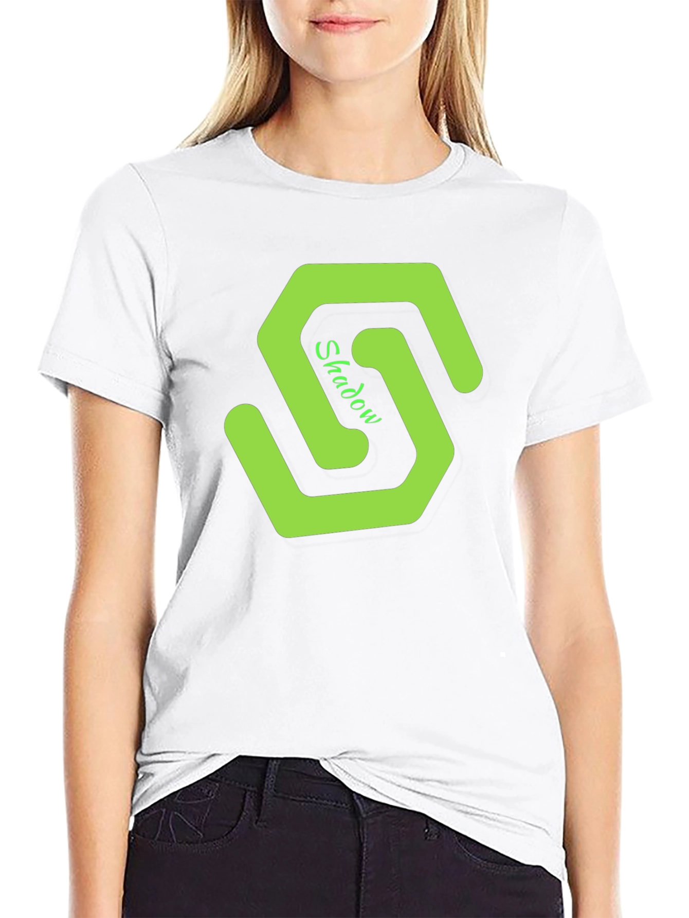 Mens Black T-Shirt with Green Shadow Logo
