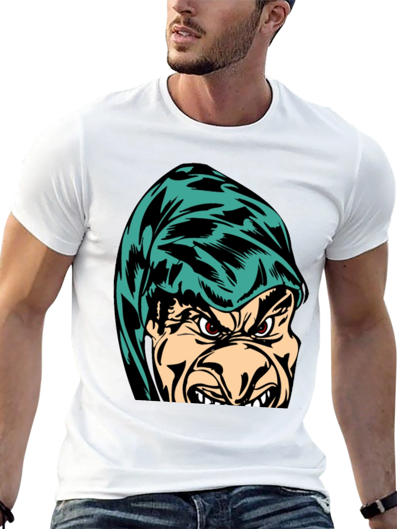 Grumpy Hooded Character Black T-Shirt