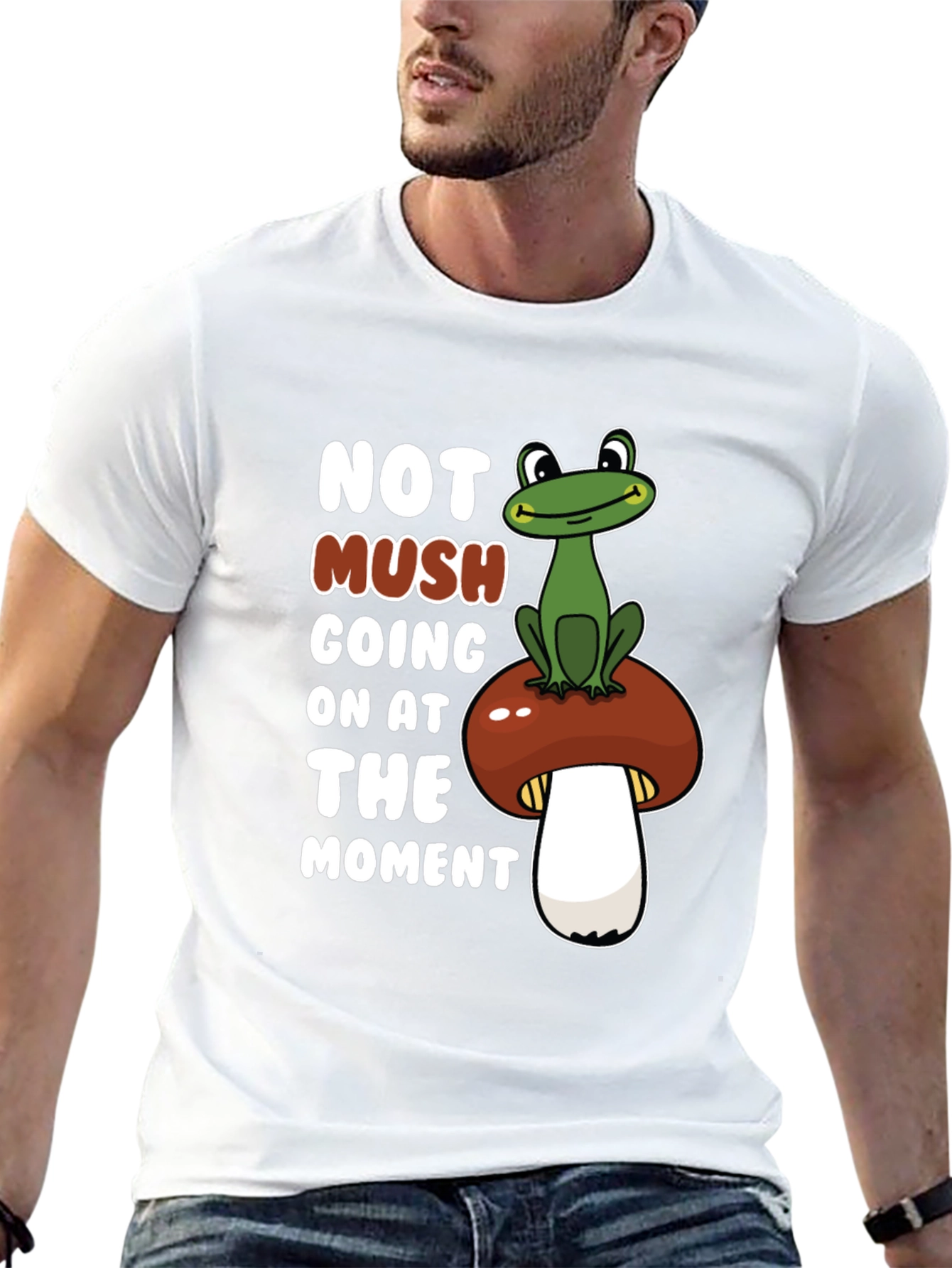 Funny Frog on Mushroom Graphic Tee