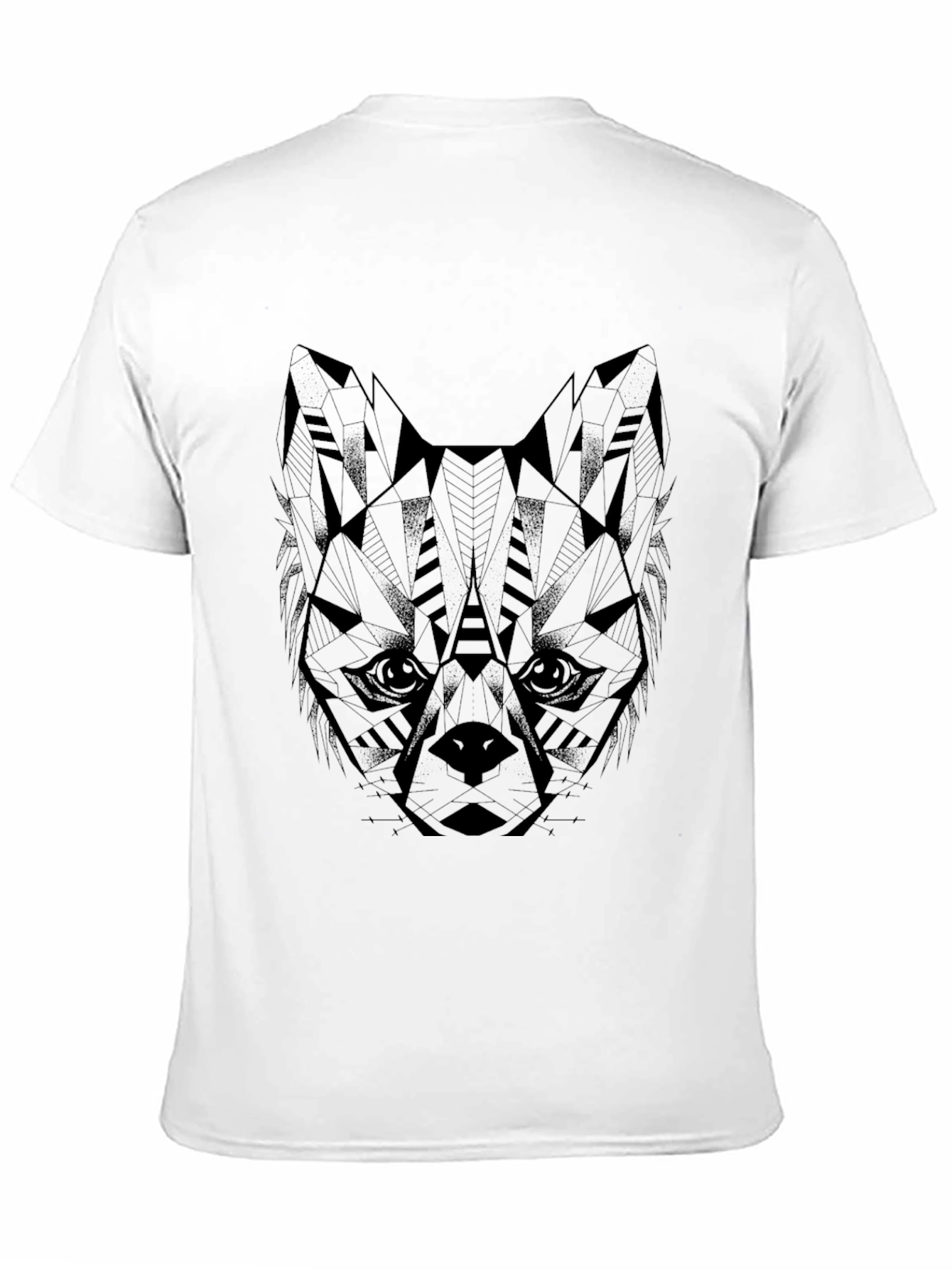 Geometric Wolf Graphic Black T-Shirt