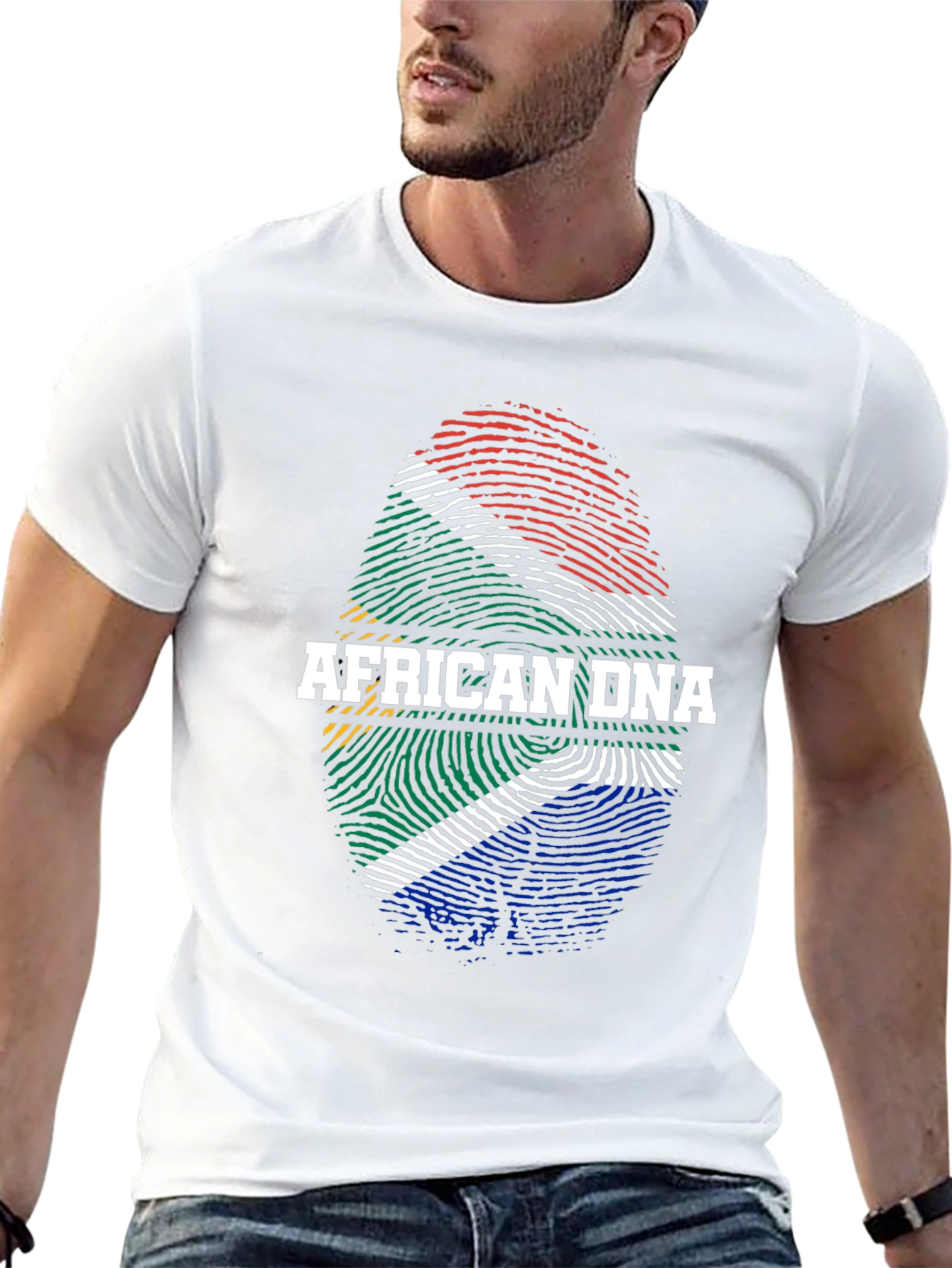 African DNA Flag Fingerprint T-Shirt