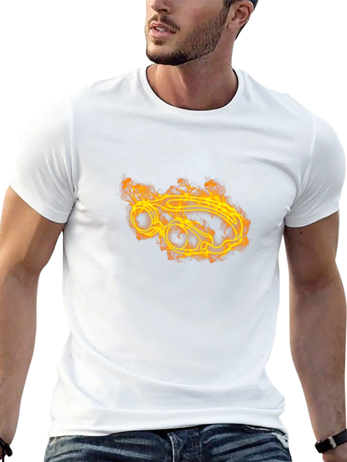 Flame Car Graphic Tee - Bold Black T-Shirt