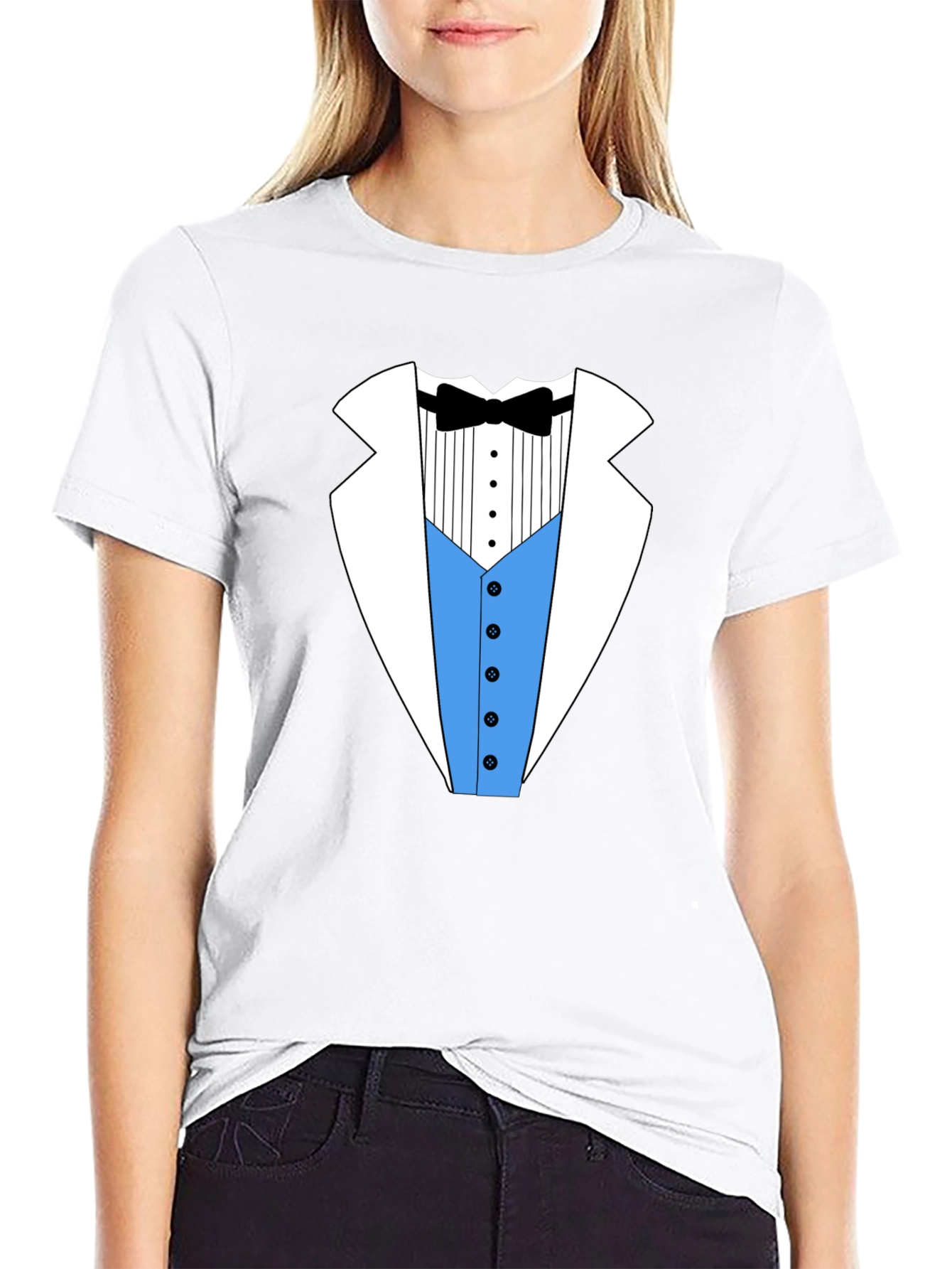 Tuxedo Print Crew Neck T-Shirt
