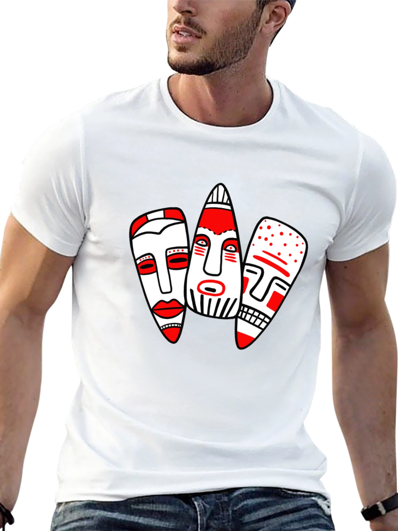 Abstract Mask Graphic T-Shirt