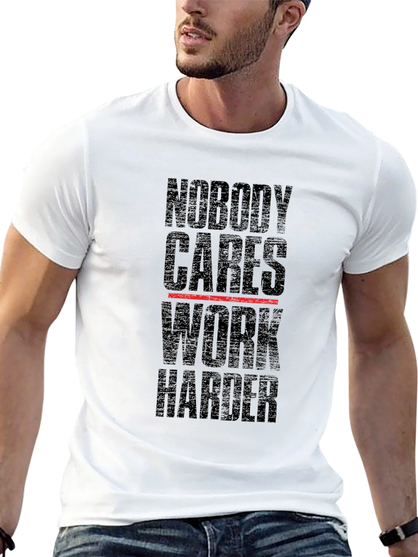 Motivational Nobody Cares Work Harder Black T-Shirt