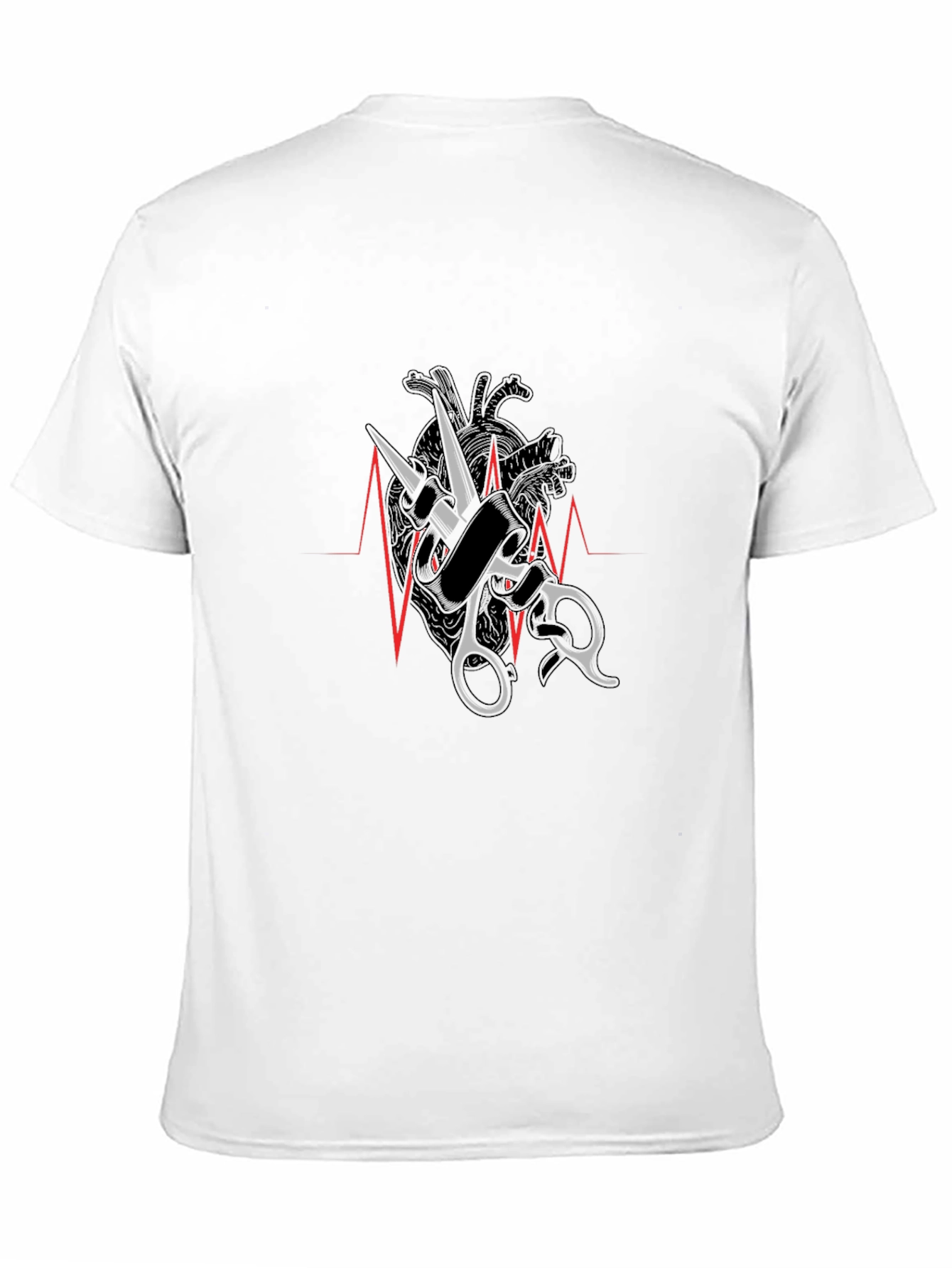 Heartbeat Scissors Graphic Tee - Barber Style
