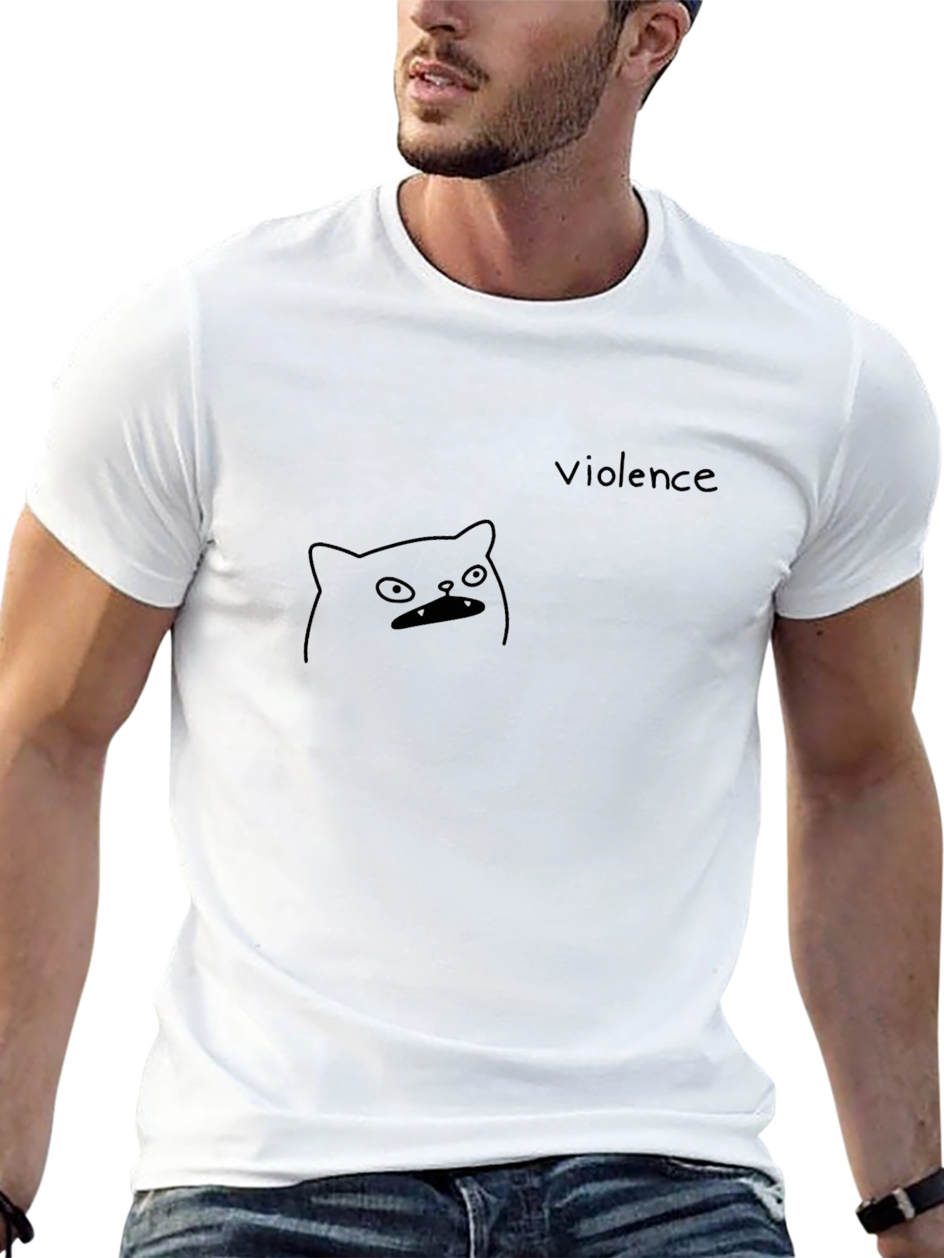 Violence Cat T-Shirt - Unisex Black Graphic Tee