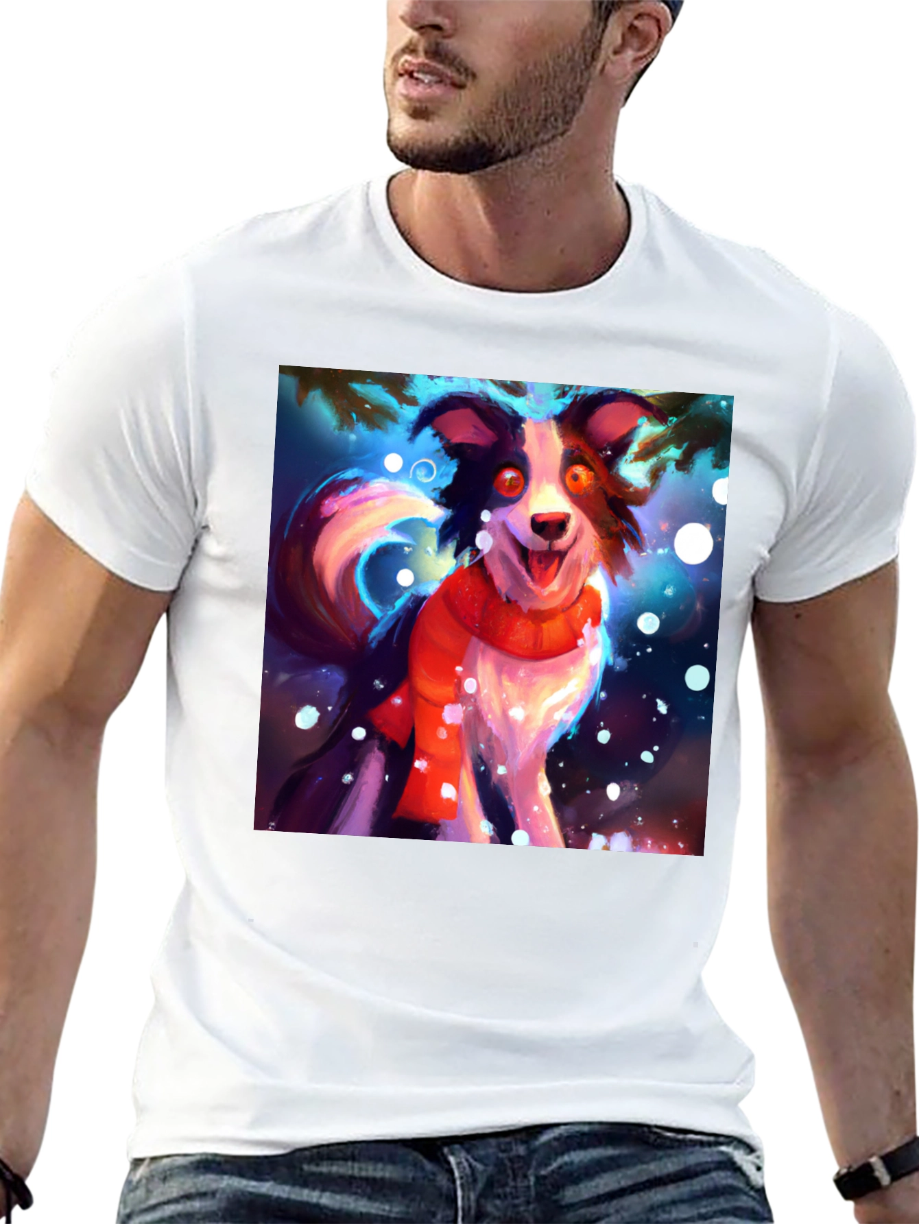 Festive Dog Graphic T-Shirt