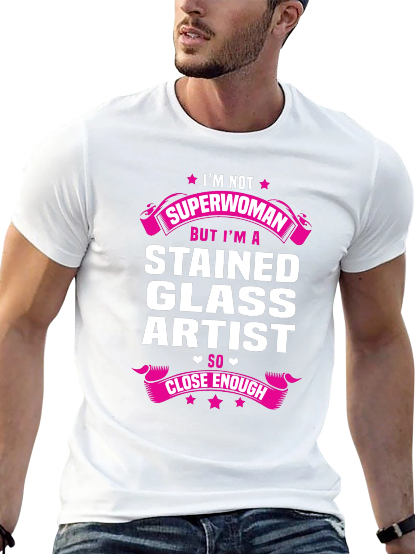 Stained Glass Artist T-Shirt - Superwoman Close Enough Design