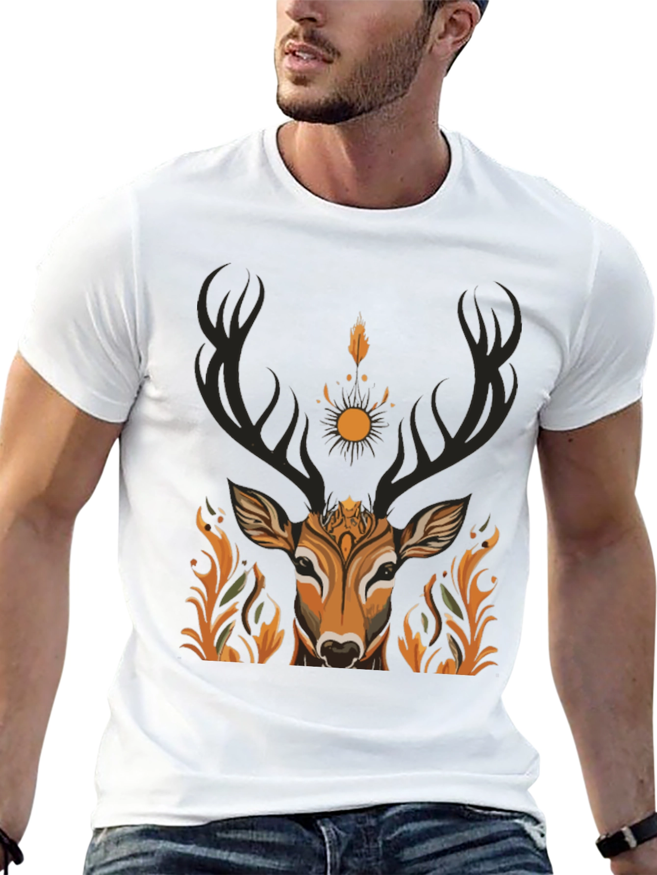 Mystic Deer Graphic Tee - Nature Inspired Design