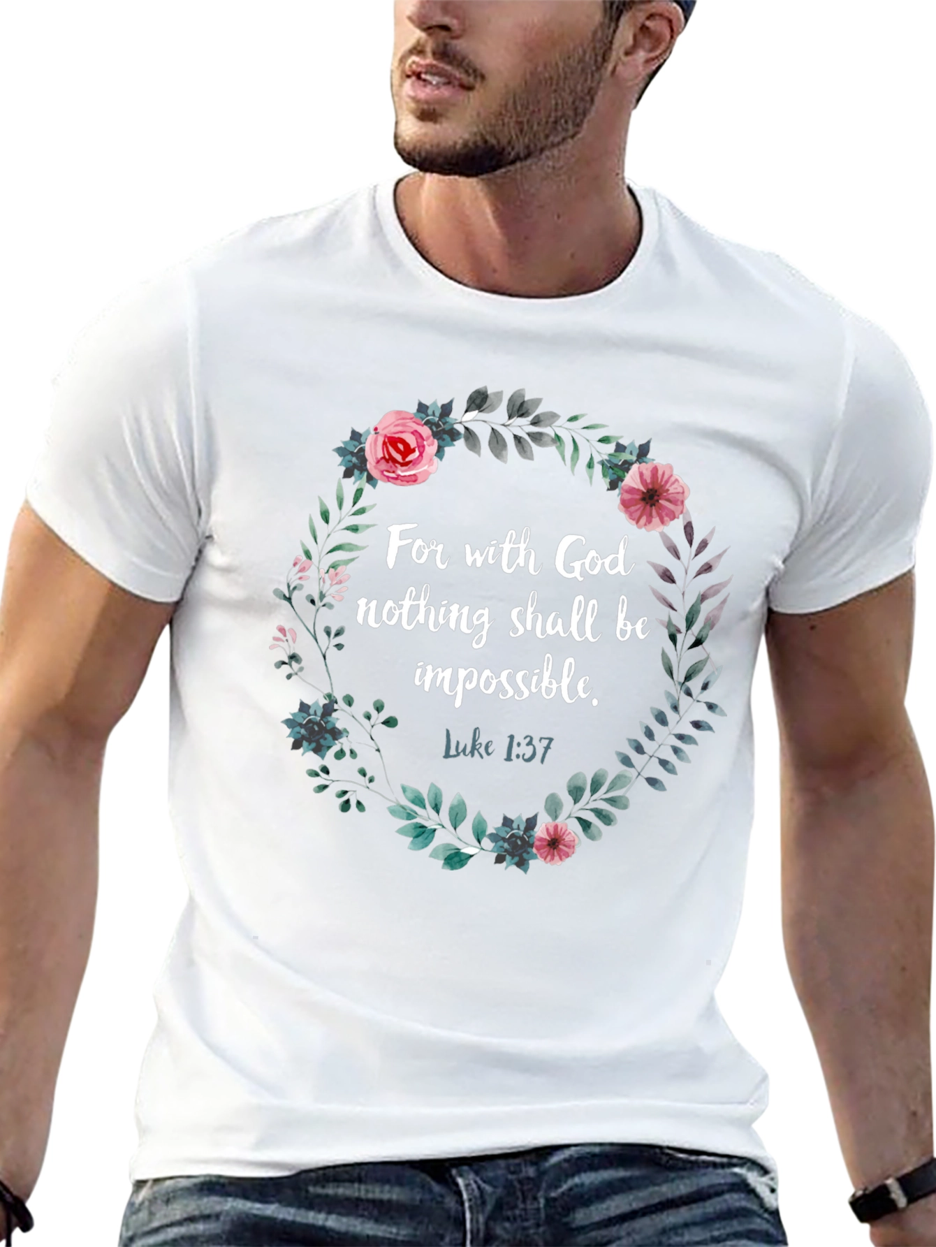 Faith-Based Floral Wreath T-Shirt