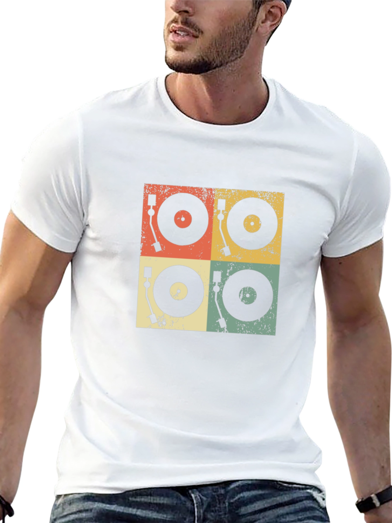 Retro Turntable Graphic Tee - Black