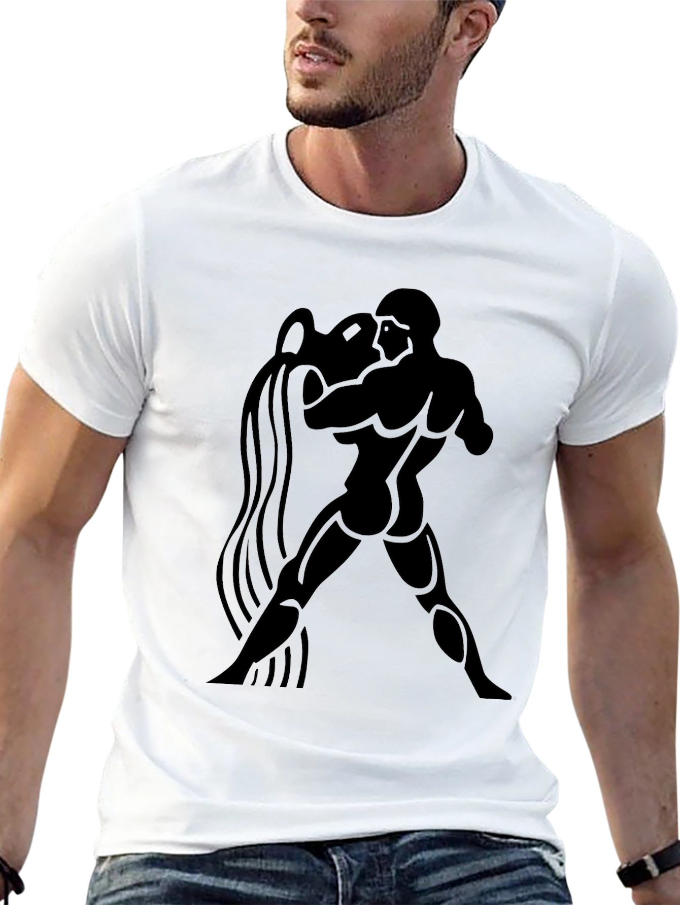 Aquarius Zodiac Graphic Black T-Shirt