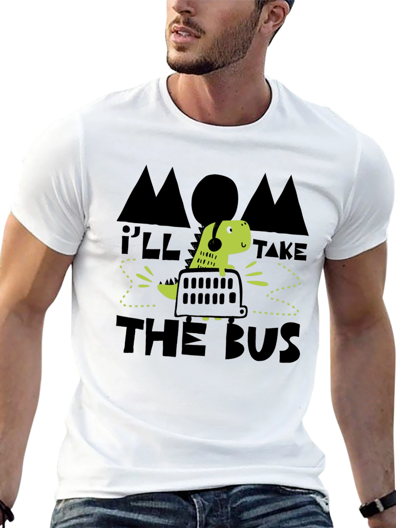 Mom Ill Take the Bus Funny Dinosaur T-Shirt