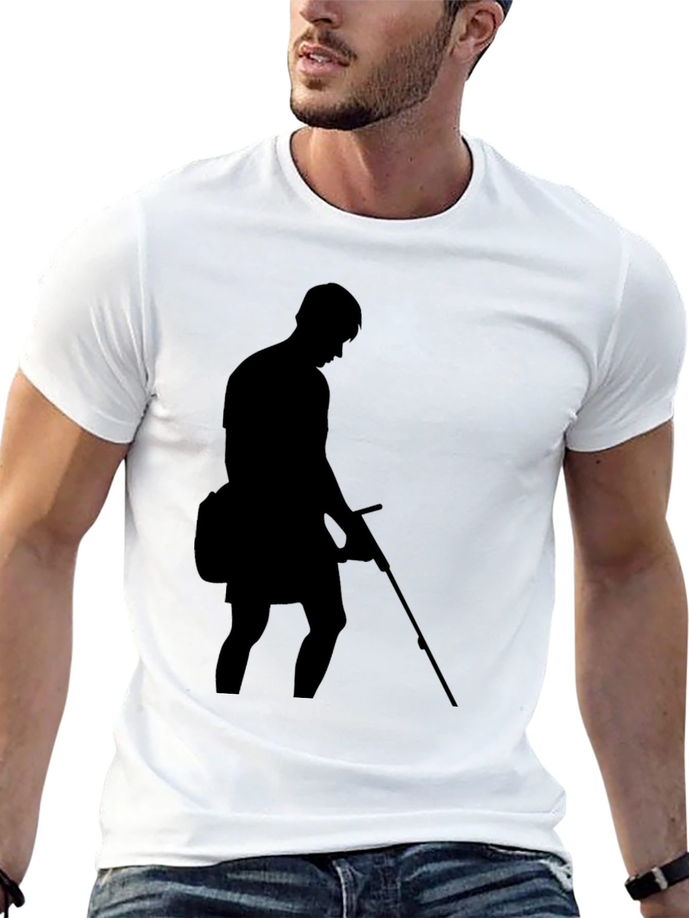 Black T-Shirt with Silhouette Design