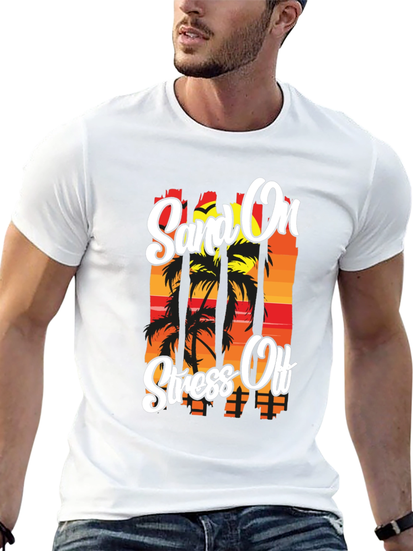 Sand On Stress Off Graphic T-Shirt Black
