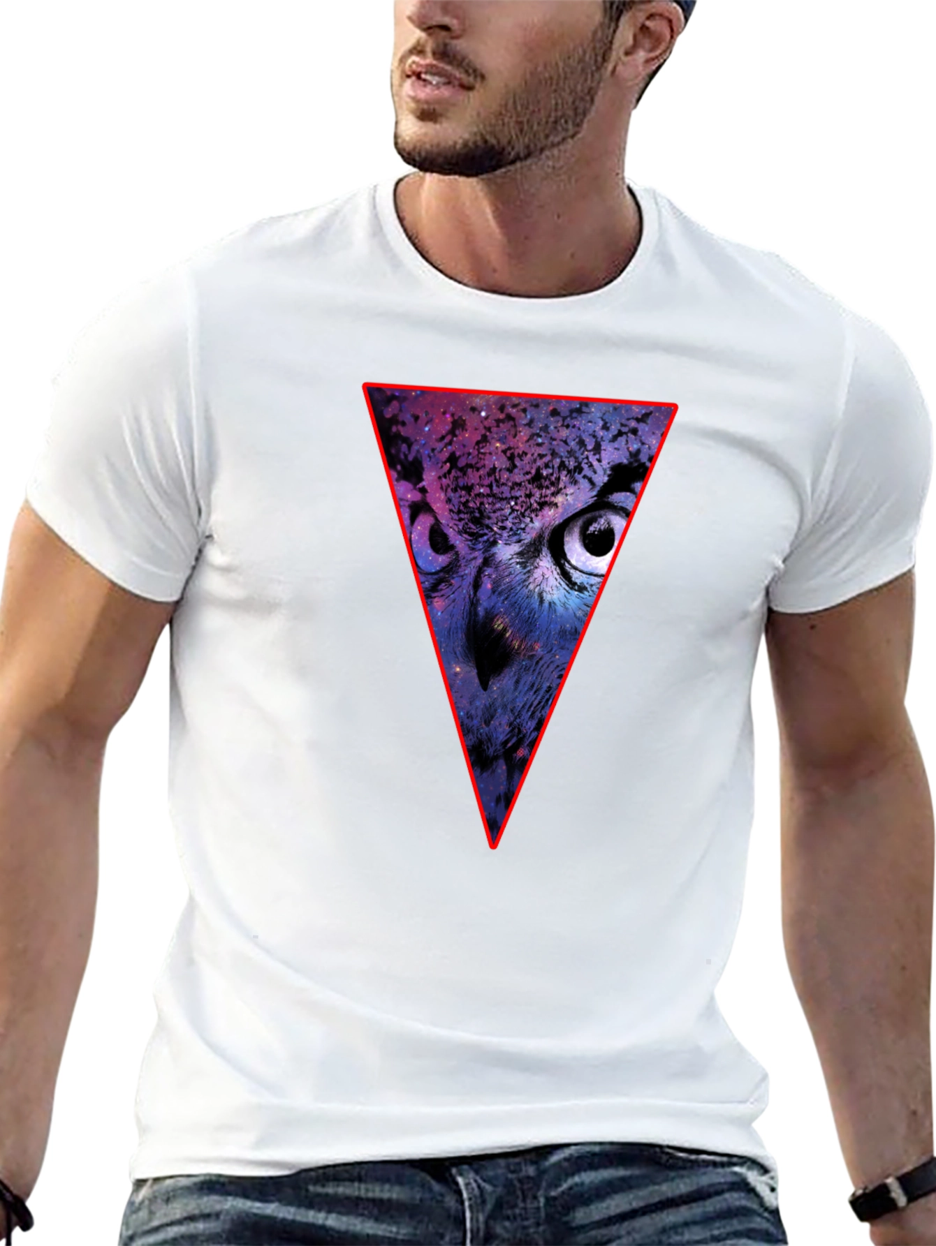 Cosmic Owl Triangle Graphic T-Shirt
