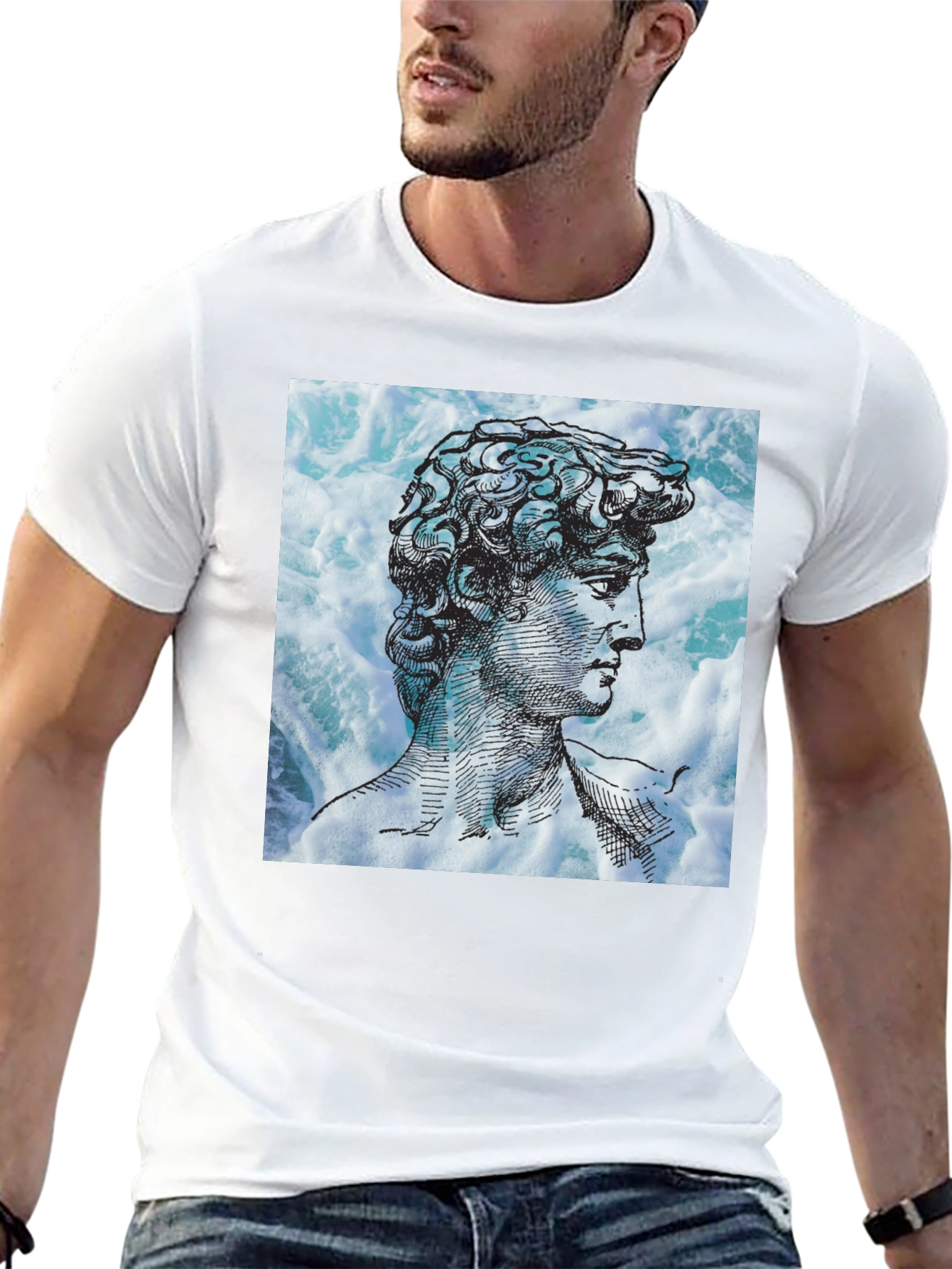 David Statue Graphic Tee - Black Cotton Blend
