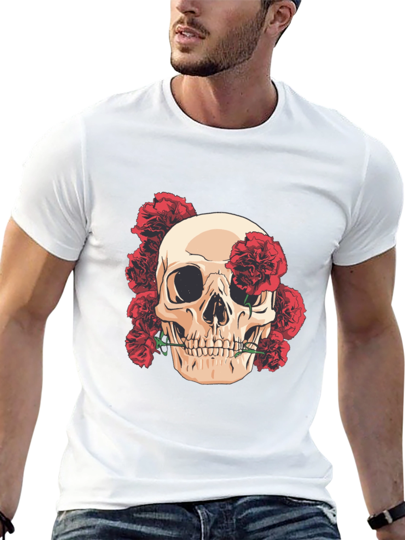 Skull & Roses Graphic Tee - Black T-Shirt