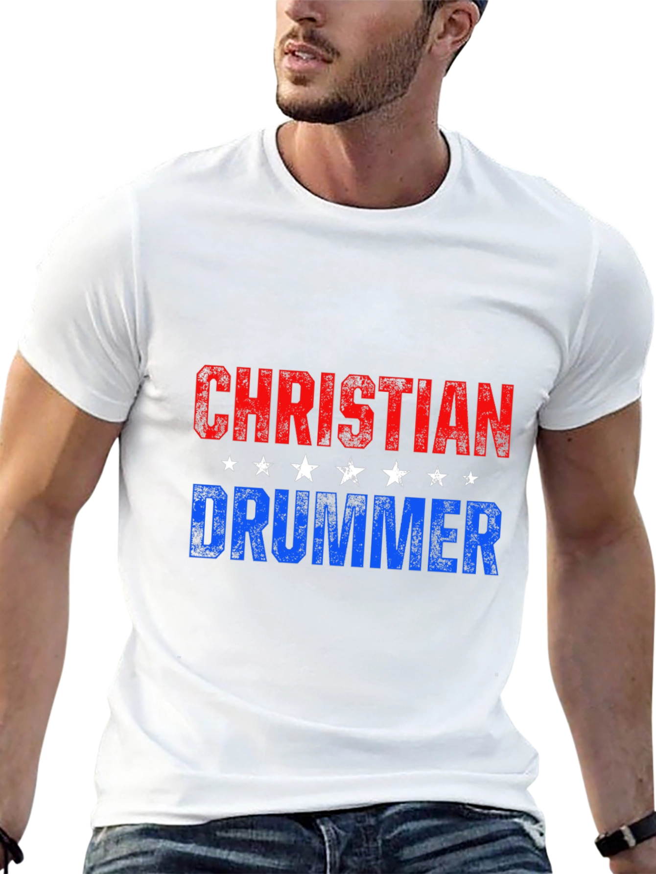 Christian Drummer T-Shirt - Patriotic Design