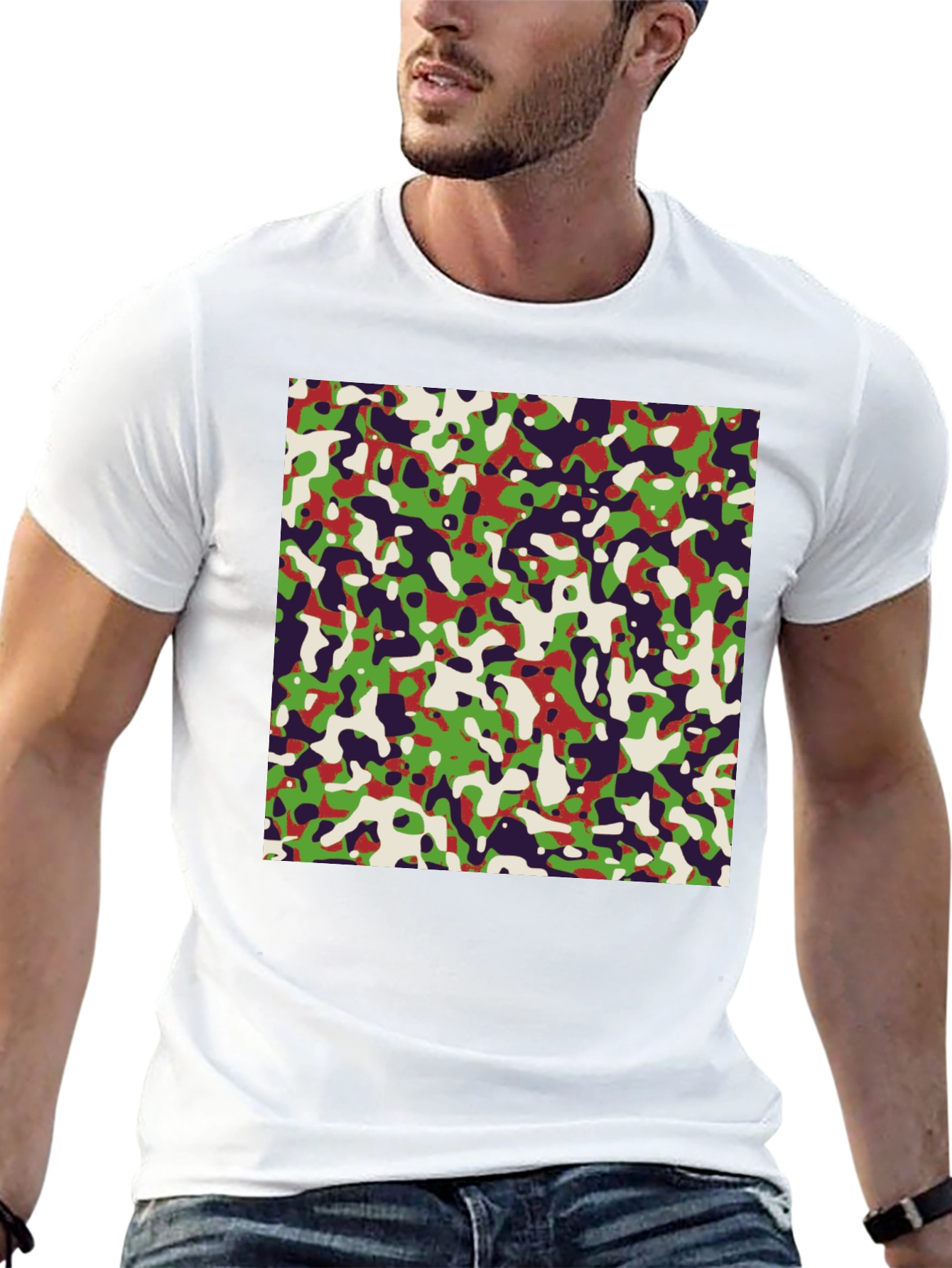 Abstract Camo Graphic Tee - Modern Urban Style