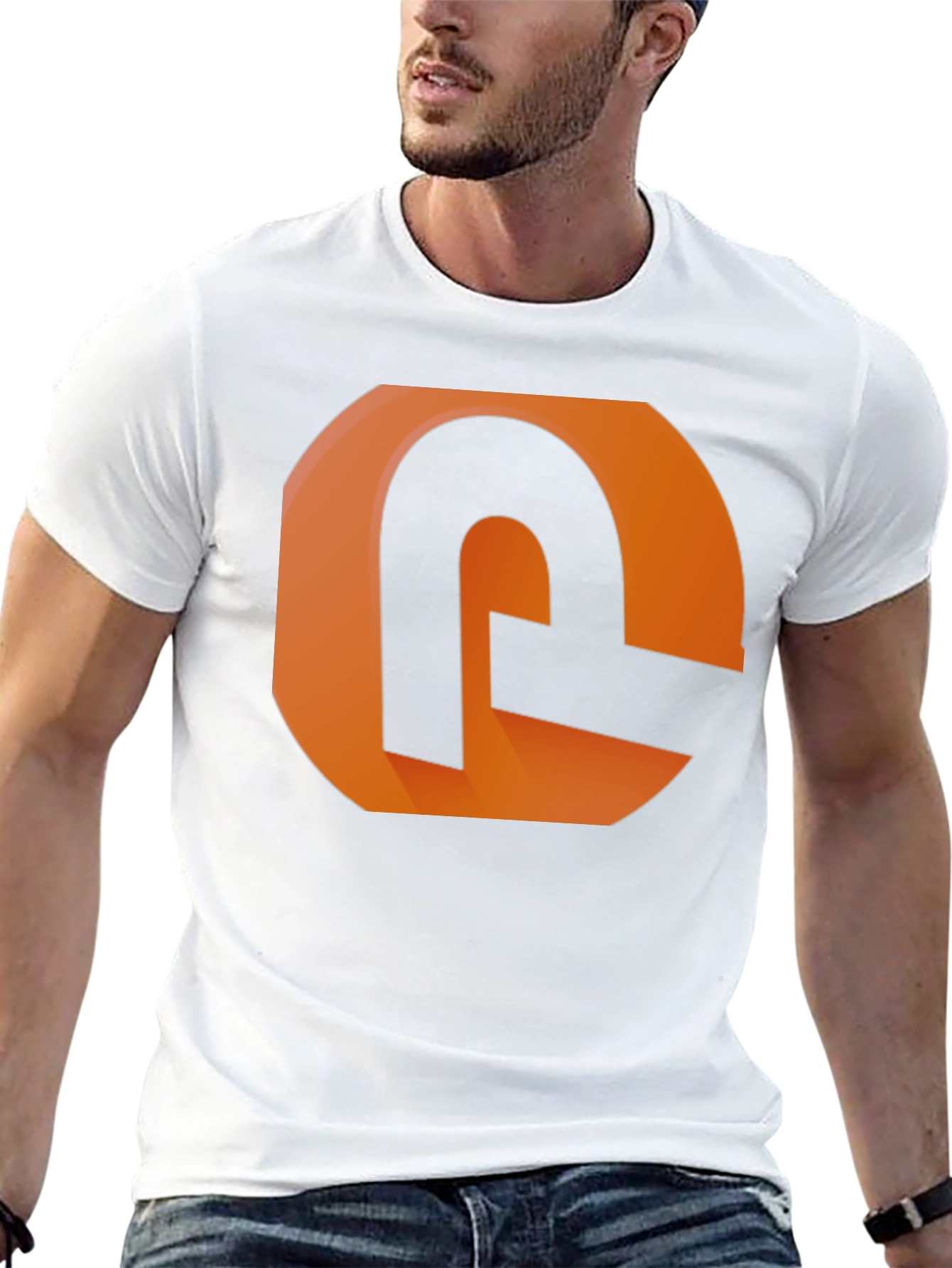 Modern Graphic Tee - Orange and Black Design