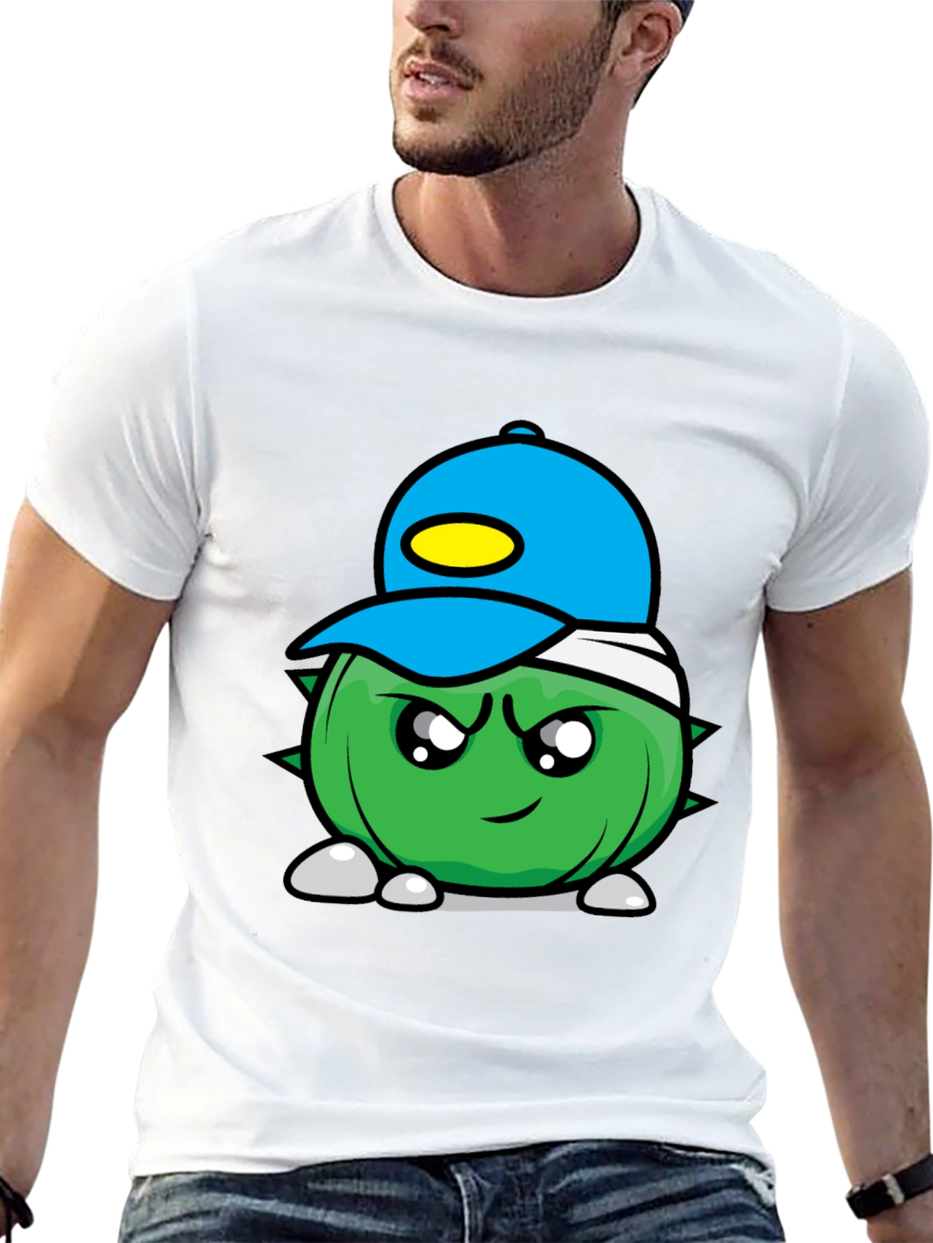 Cartoon Spiked Ball Black Tee